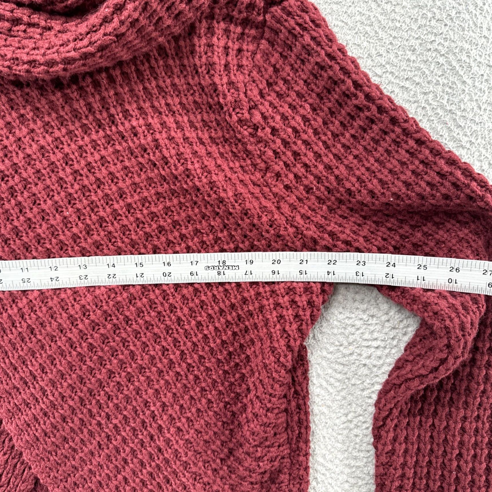 Vintage Zenana Faux Wrap Waffle-Knit Cowl Neck Asymmetrical SweatER Red XL Shirt Womens Size XL / US 12-14 / IT 48-50 - 5 Thumbnail