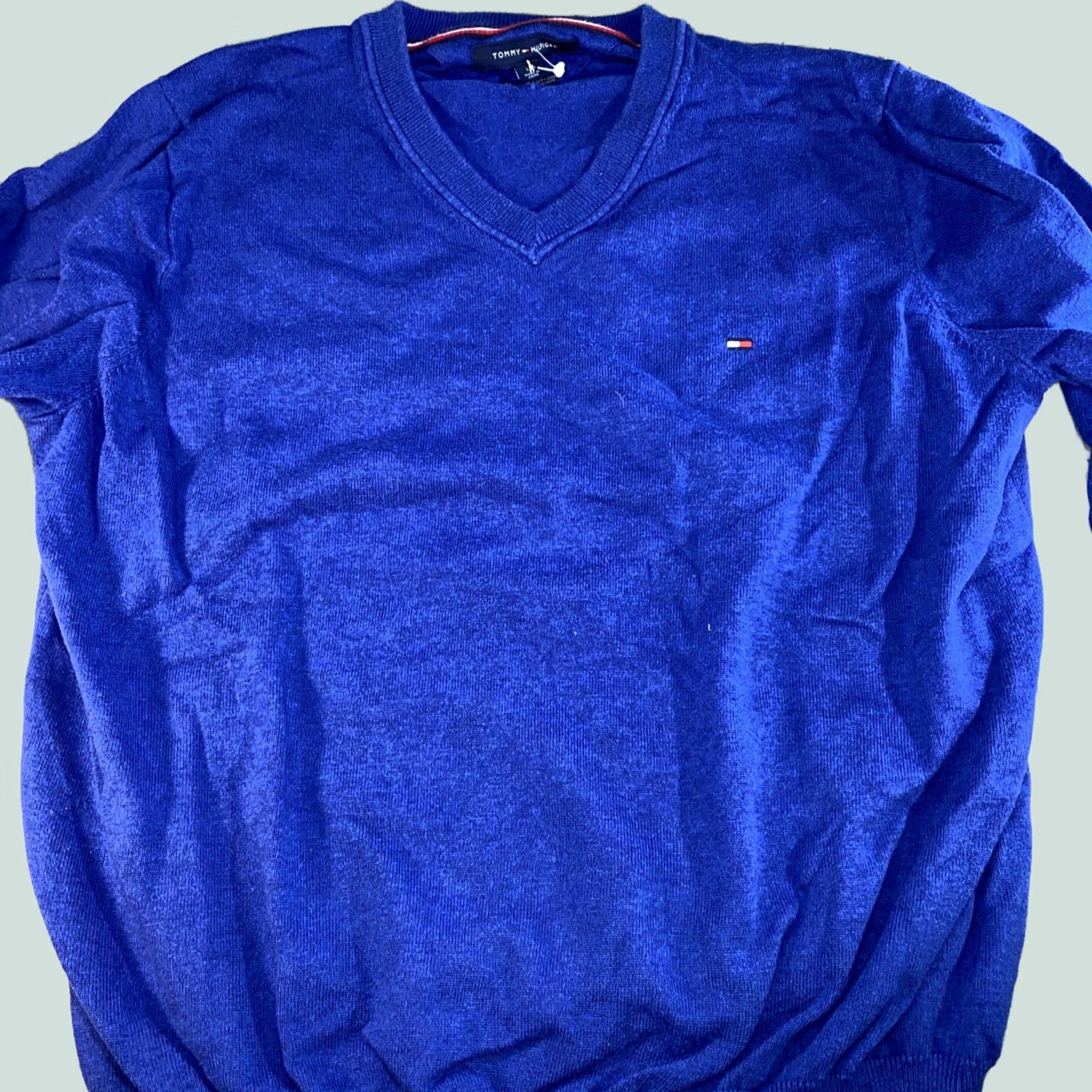 Tommy Hilfiger Tommy Hilfiger Men V-Neck Sweater Pullover Blue L Size US L / EU 52-54 / 3 - 1 Thumbnail
