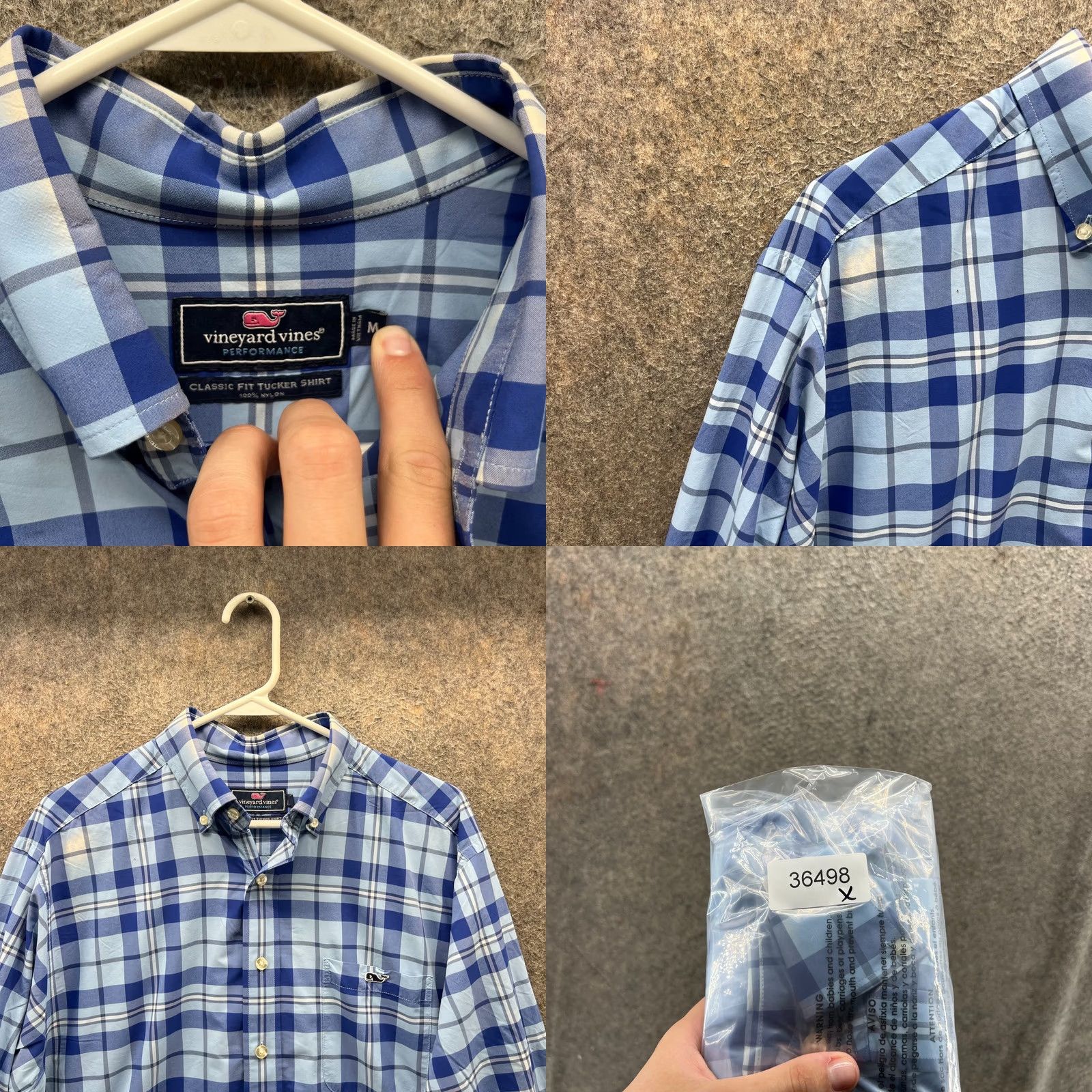 Vineyard Vines Vineyard Vines Shirt Mens Medium Blue Performance Classic Oxford Tucker Plaid Shirt Size US M / EU 48-50 / 2 - 8 Thumbnail