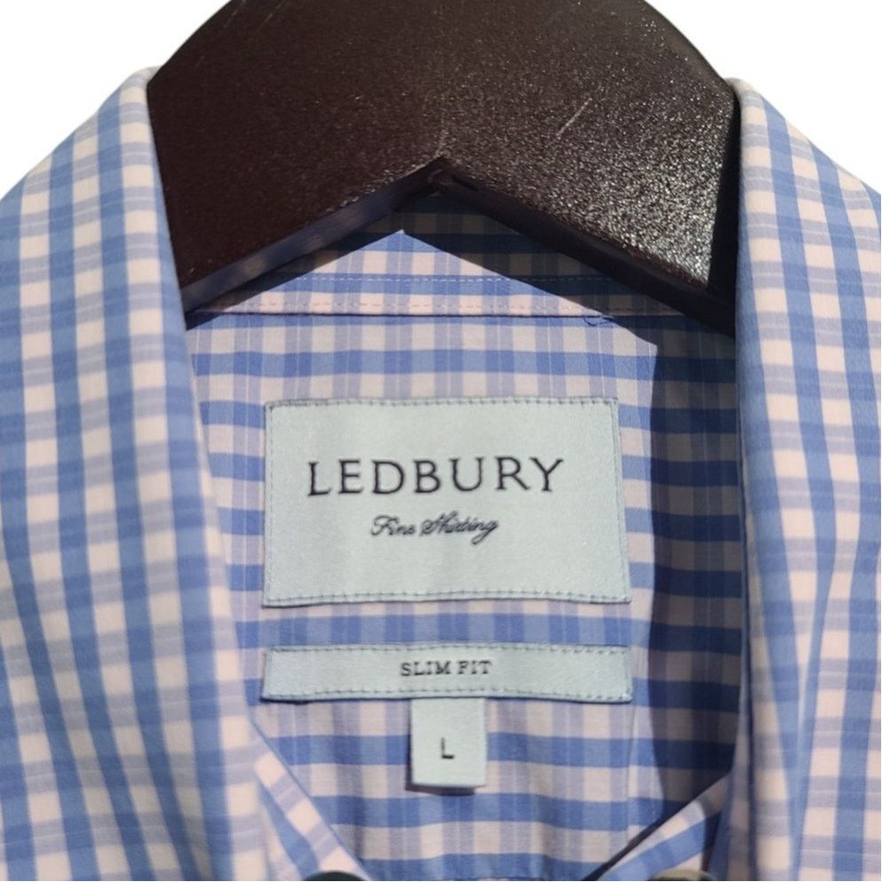 Ledbury Ledbury Slim Fit Gingham Plaid Cotton Button Shirt Size US L / EU 52-54 / 3 - 3 Thumbnail