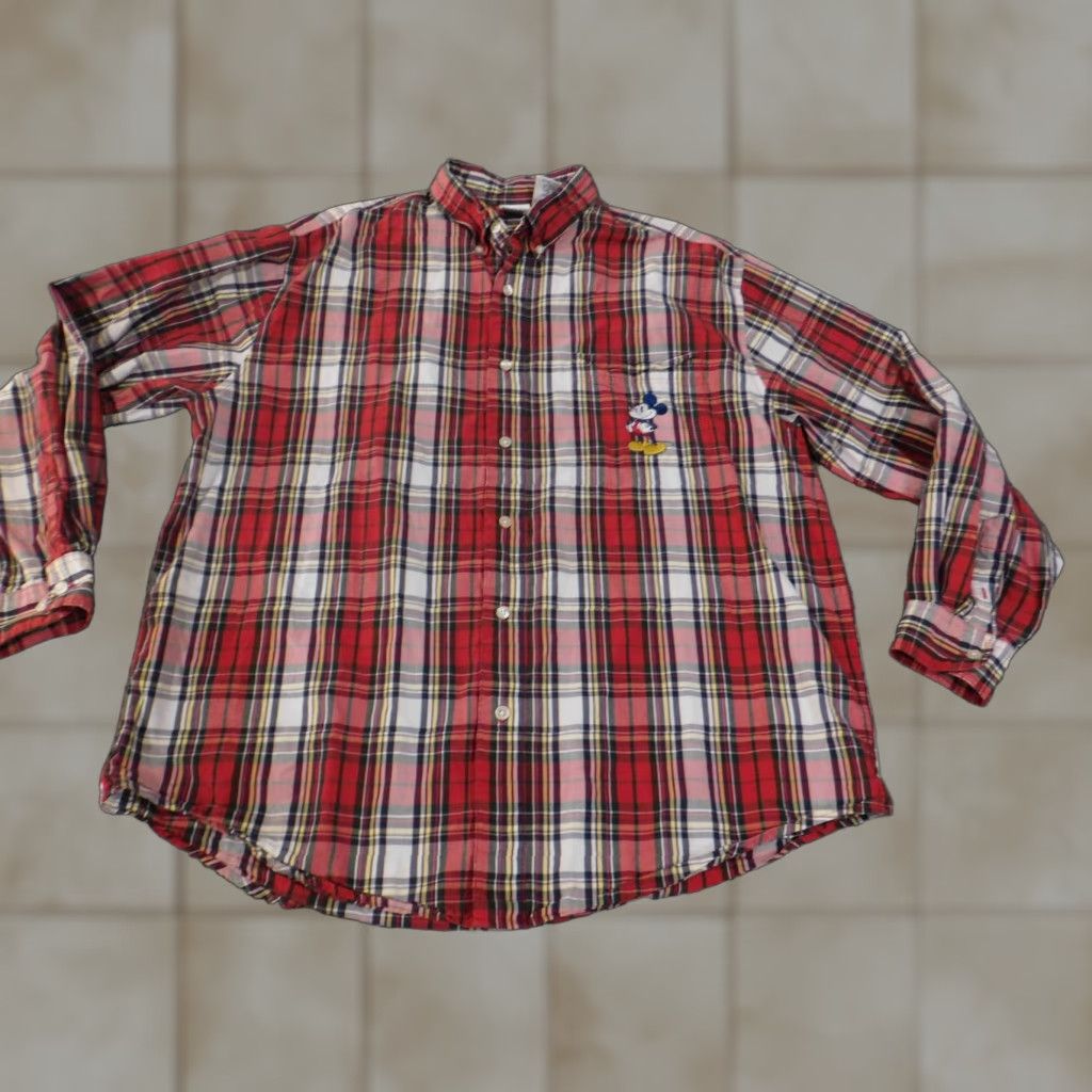 Disney Disney Mickey Mouse Shirt Mens Large Button-Up Red Embroidered Collared Vintage Button-Down Cotton Shirt Size US L / EU 52-54 / 3 - 1 Thumbnail