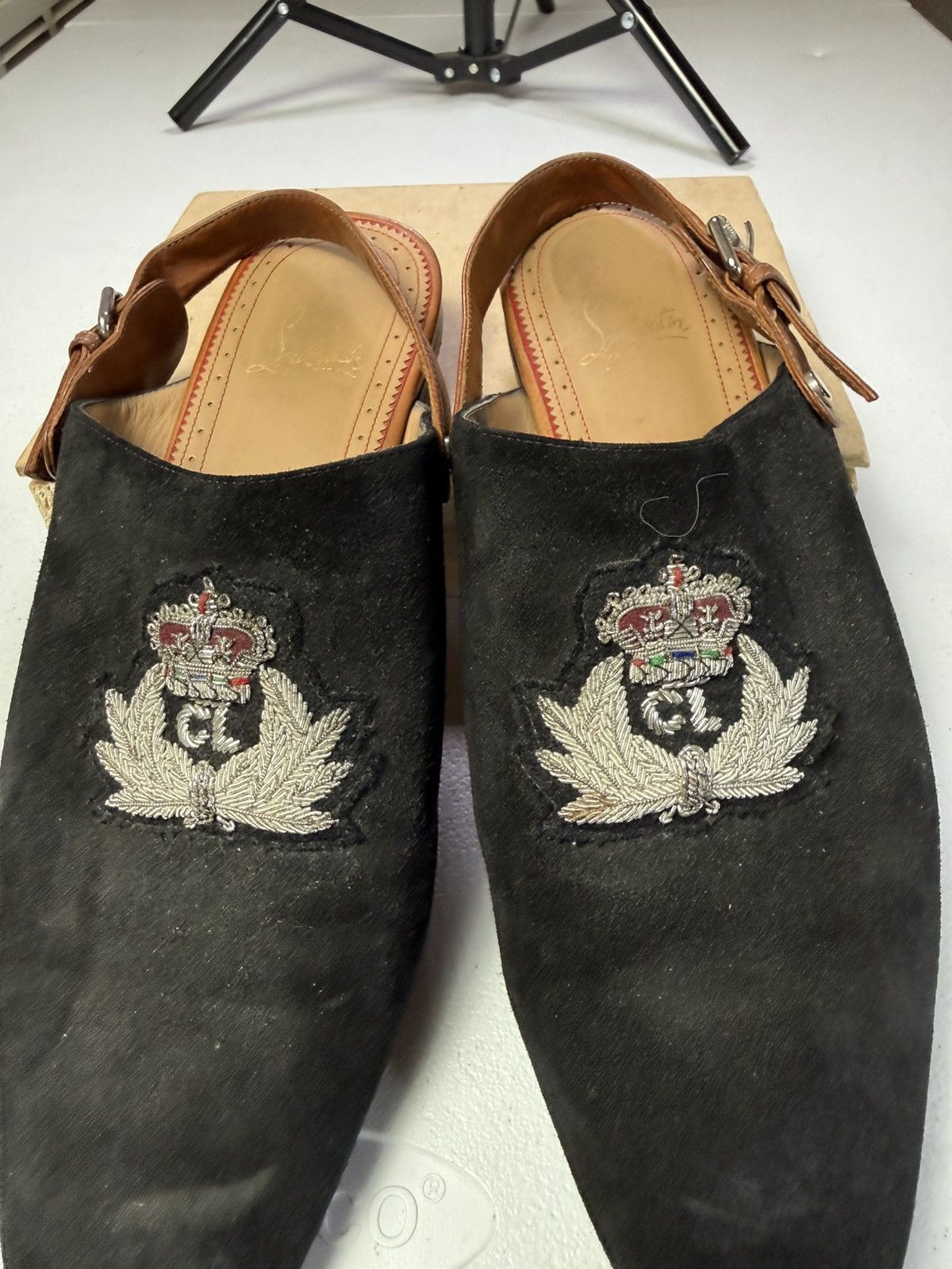 Christian Louboutin Christian Louboutin Black Suede, Leather Mule Slingback 41 Size US 8 / EU 41 - 4 Thumbnail