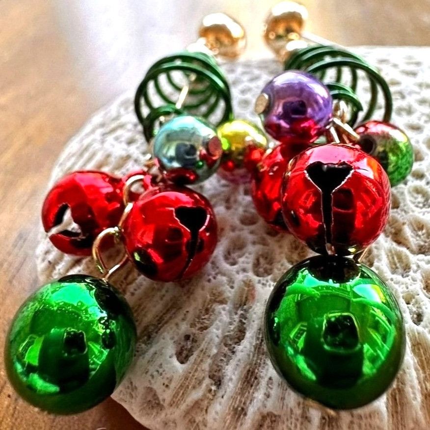 Handmade Christmas Tree Earrings New Handmade Jingle Bells Dangle Pos Size ONE SIZE - 10 Thumbnail