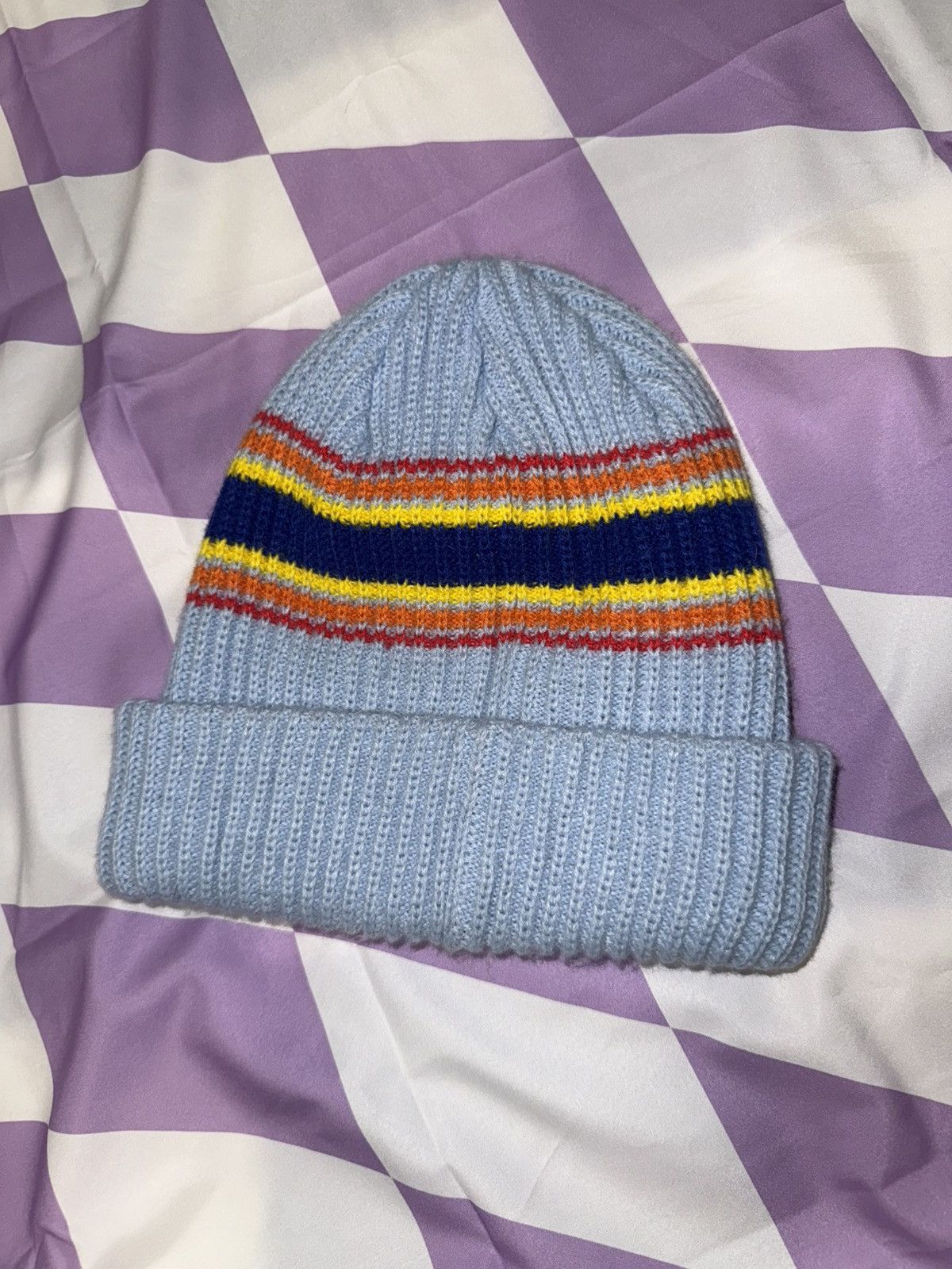 Teddy Fresh Teddy fresh baby blue striped beanie Size ONE SIZE - 3 Thumbnail