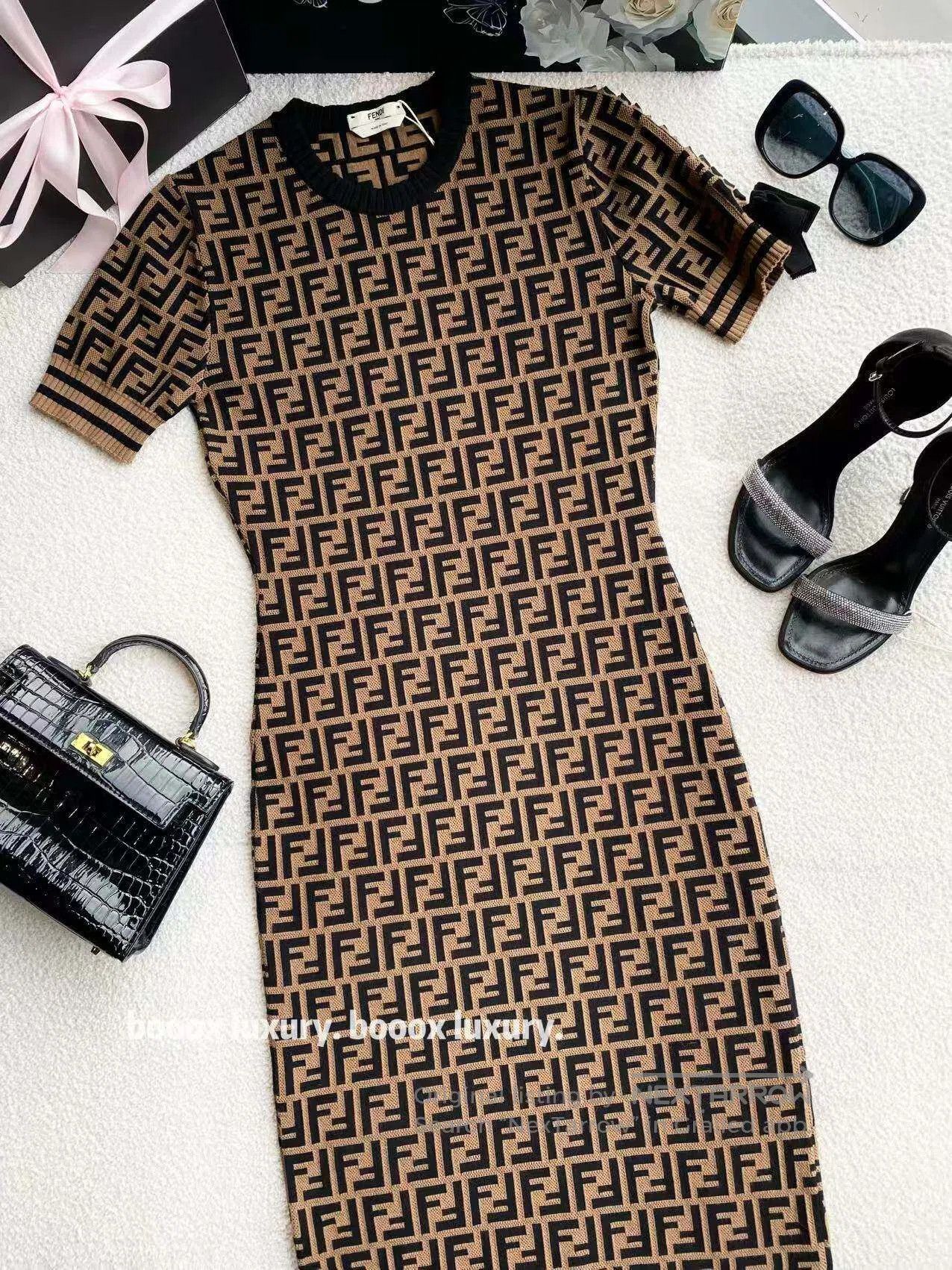 Fendi Fendi Monogram Print Viscose Maxi Dress| Size XS / US 0-2 / IT 36-38 - 1 Thumbnail