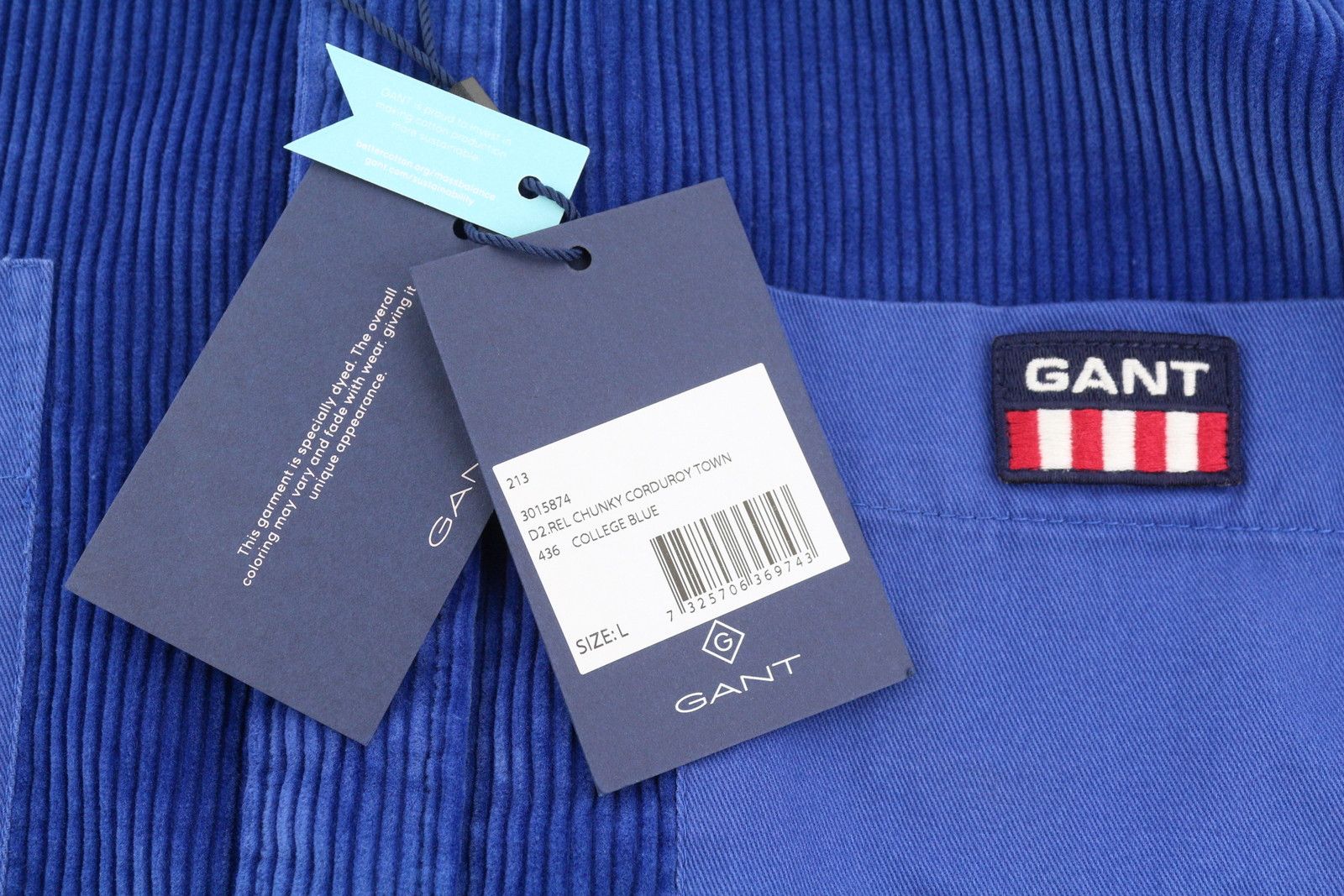 Gant REL CHUNKY CORDUROY TOWN L College Blue Patch 87527 Size US L / EU 52-54 / 3 - 7 Thumbnail