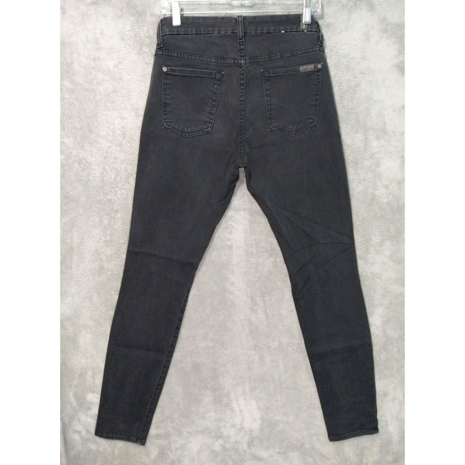 7 For All Mankind 7 For All Mankind Jeans Womens 30 x 30 Black Denim High Waist Skinny Stretch Jeans Size 30" / US 8 / IT 44 - 2 Thumbnail