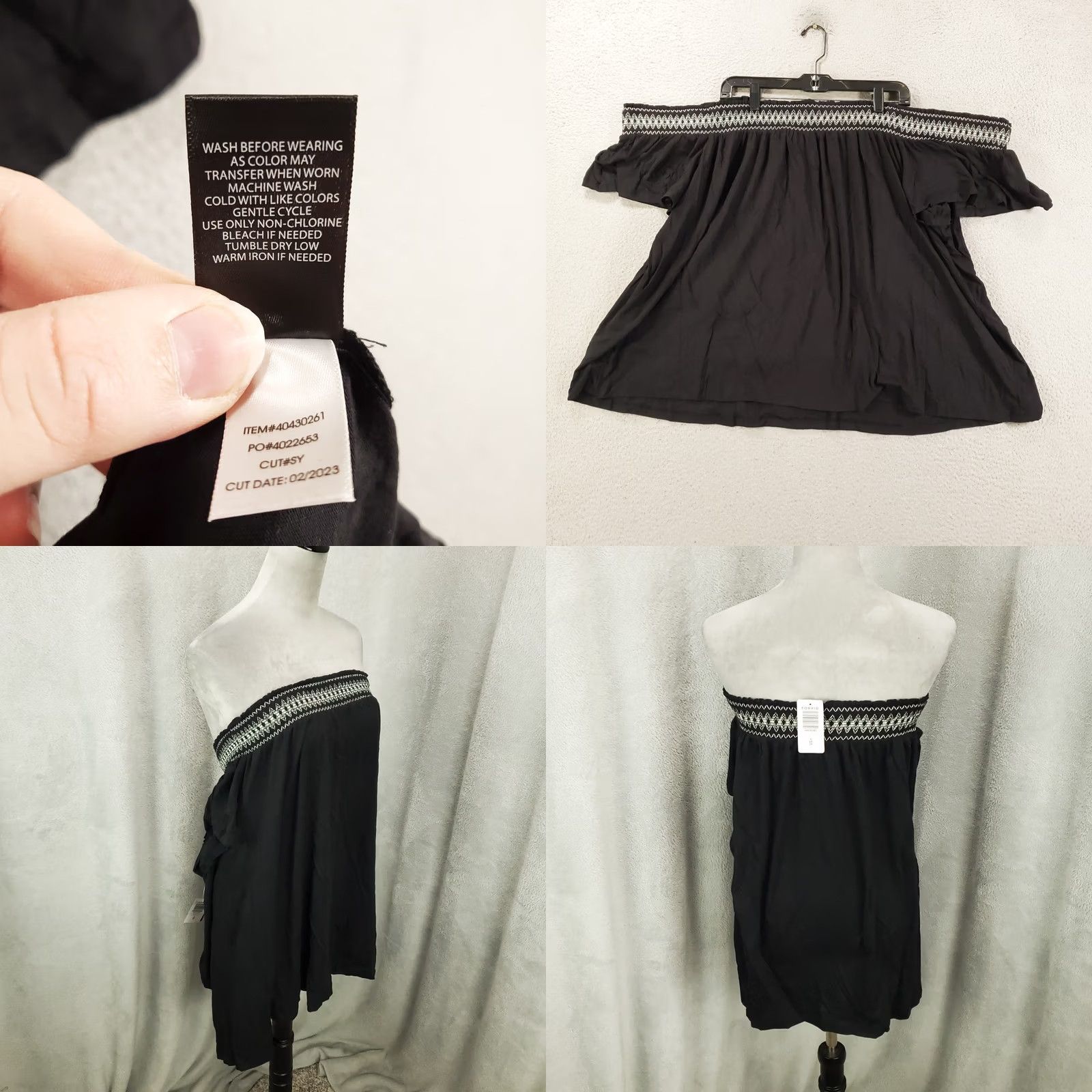 Torrid VINTAGE:false Torrid Blouse Shirt Off the Shoulder Embroidered 4X Black 4X Womens Torrid NWT SMocked? Size XXL / US 16-18 / IT 52-54 - 8 Thumbnail