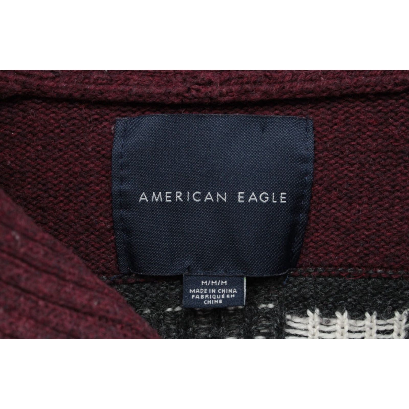 American Eagle Outfitters American Eagle Outfitters Sweater Men M Maroon Cowl Neck Aztec Button Pullover Y2K Mens Size US M / EU 48-50 / 2 - 7 Thumbnail