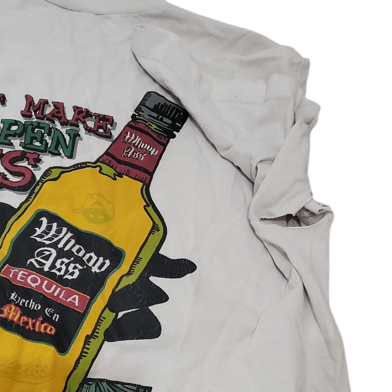 Vintage 90s Whoop Ass Tequila T-Shirt Size US M / EU 48-50 / 2 - 3 Thumbnail