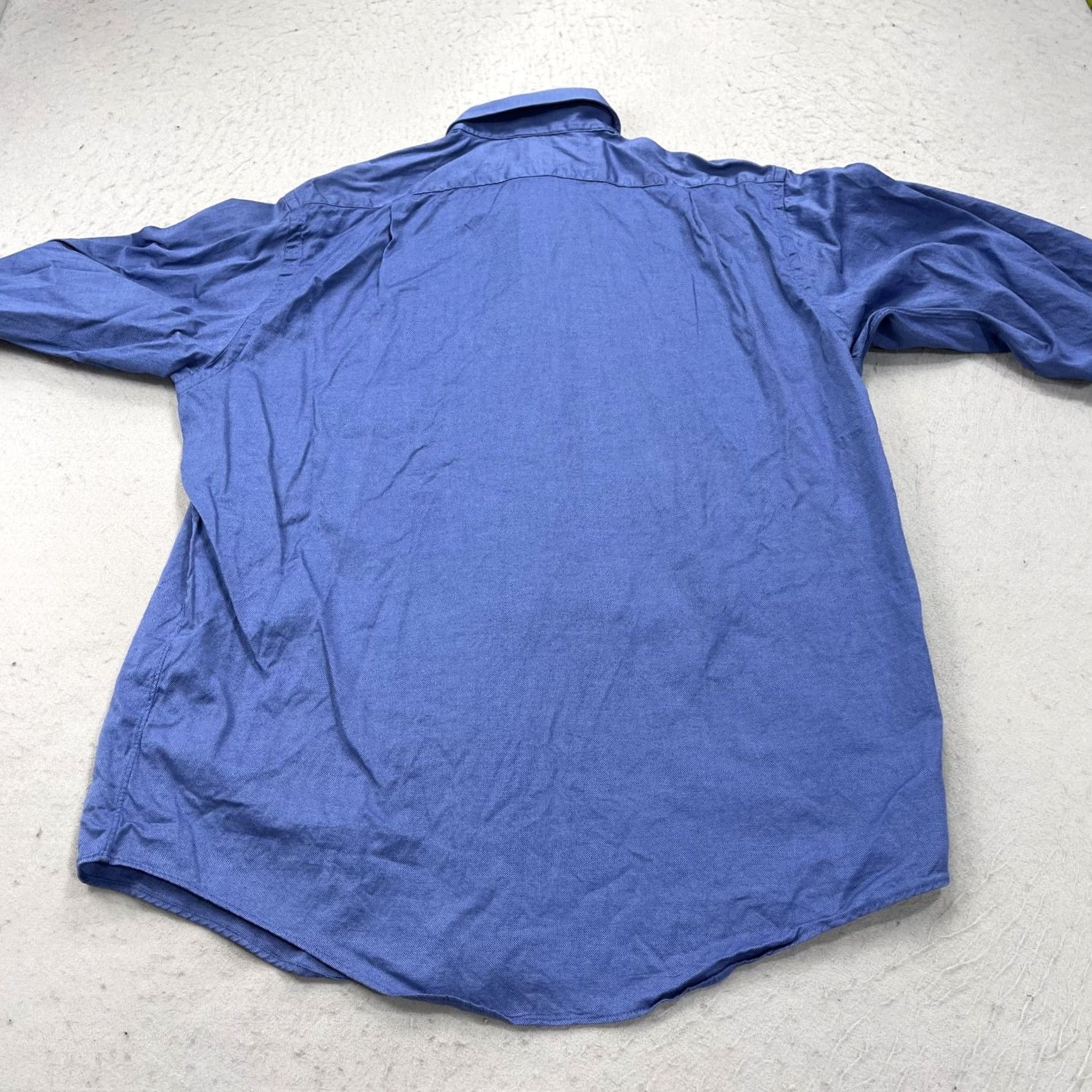 Brooks Brothers VINTAGE Brooks Brothers Shirt Mens 16.5 Blue Solid Classic Made USA Dress Shirt Size 46R - 5 Thumbnail