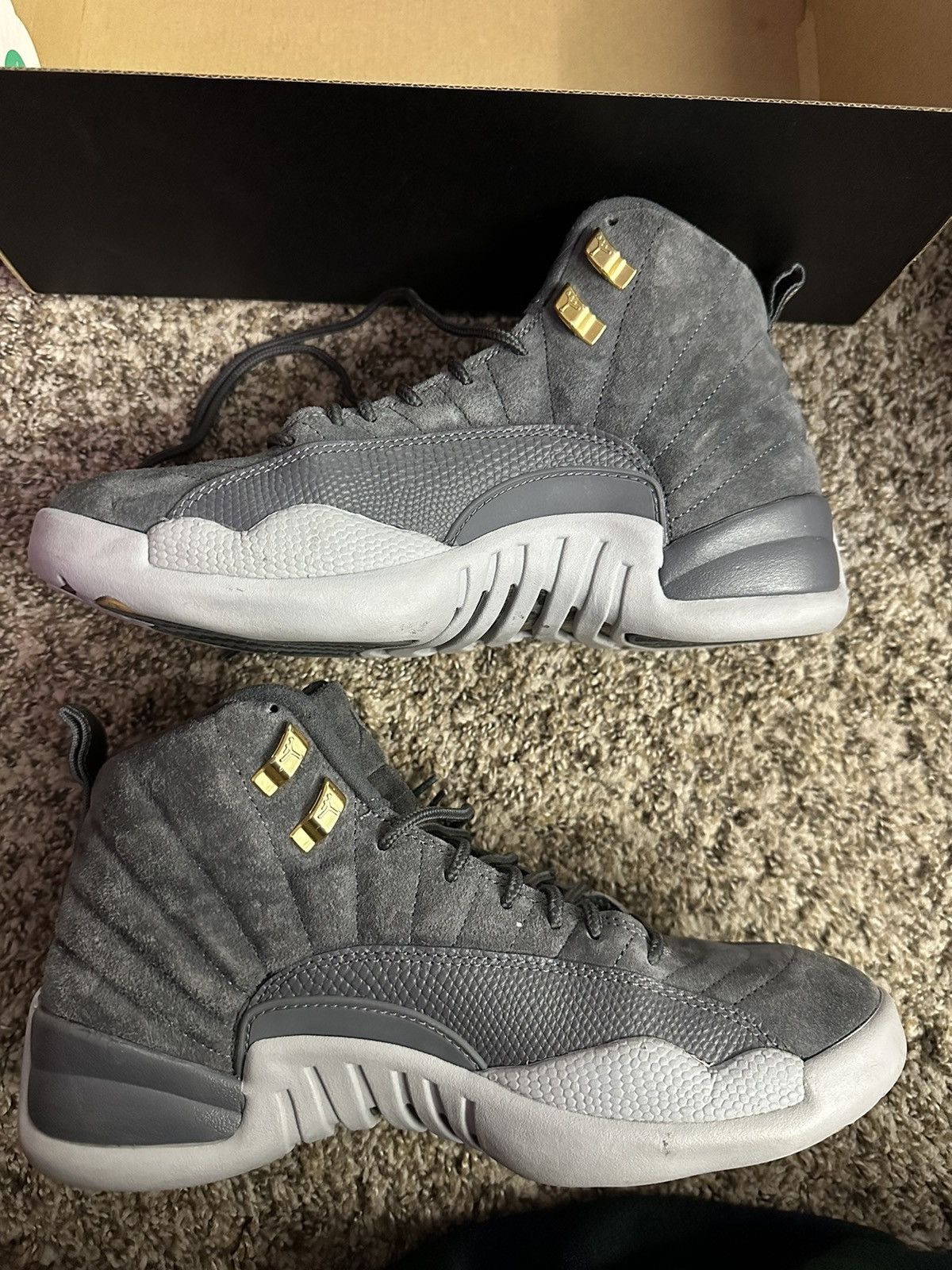 image of Air Jordan 12 Retro Dark Grey Shoes, Men's (Size 8)