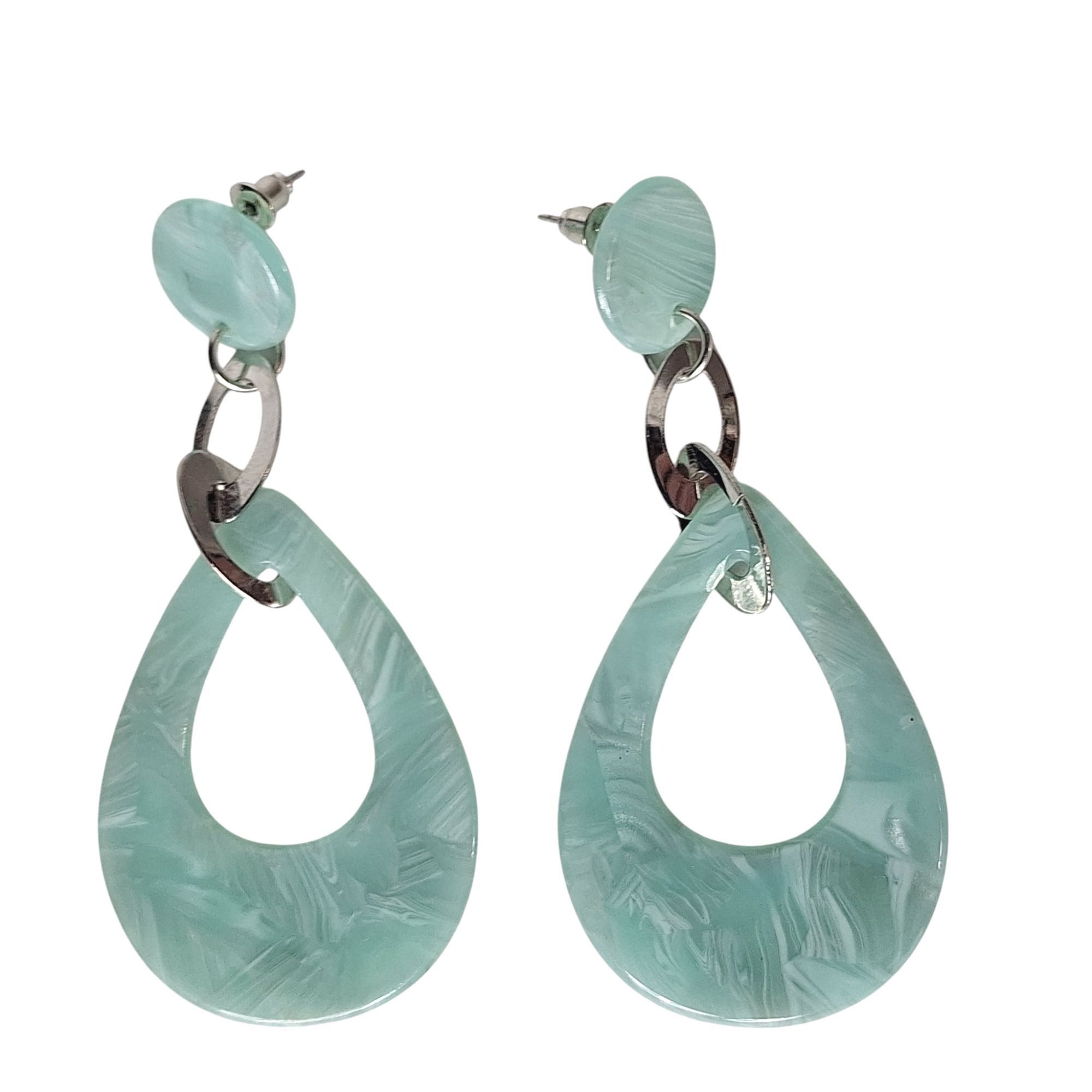 Other Marbled Seafoam Green Resin Teardrop Earrings Boho Ocean Bea Size ONE SIZE - 1 Thumbnail