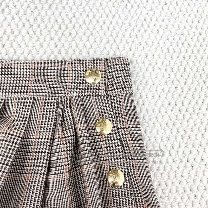 Miu Miu Miu Miu Khaki Check Wool Long Skirt . Size 23" - 4 Thumbnail