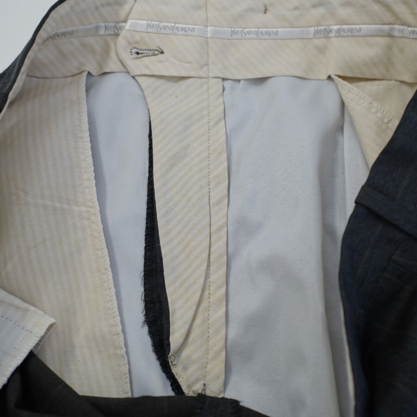Yves Saint Laurent Yves Saint Laurent Wool Gray W/ Tan Stiped Double Breasted S Size 44L - 4 Thumbnail