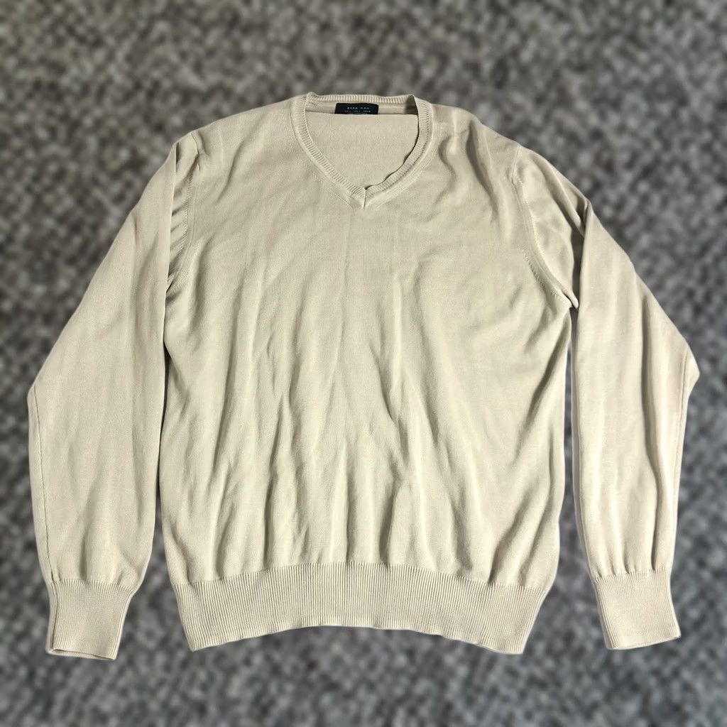 Zara Zara Sweater V-Neck Mens Large Beige Shirt? Size US L / EU 52-54 / 3 - 1 Thumbnail