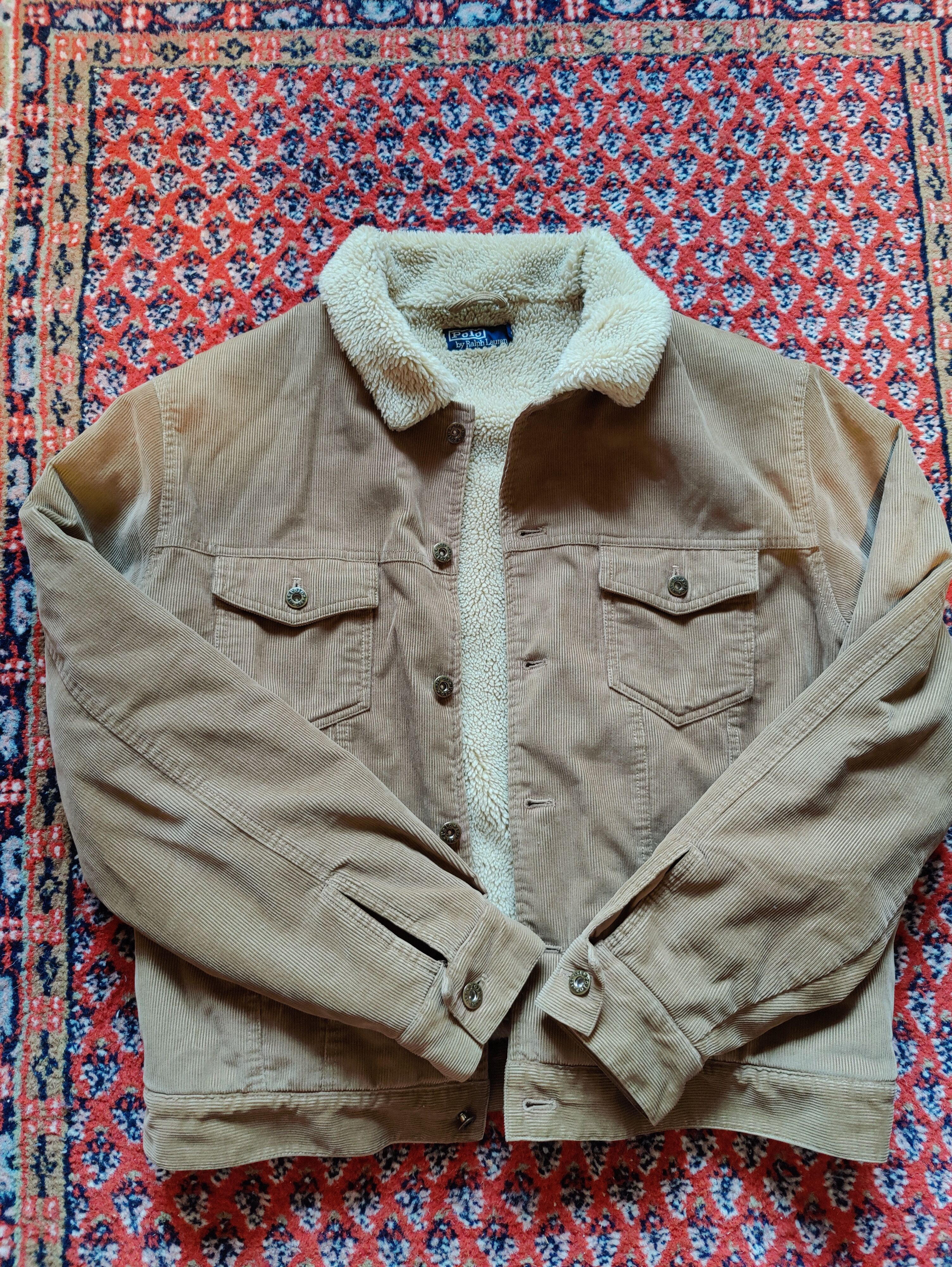image of Vintage Polo Ralph Laurent Corduroy Jacket in Beige/Light Brown, Men's (Size XL)