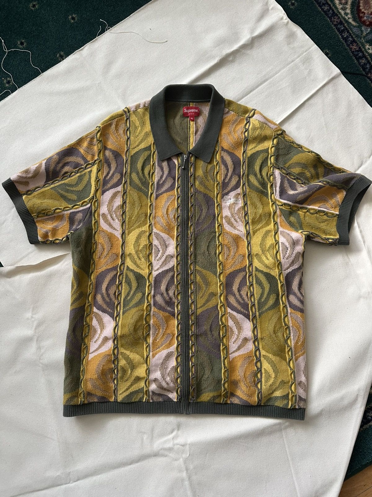 Supreme Supreme Abstract Zip Up Polo Tee | Grailed