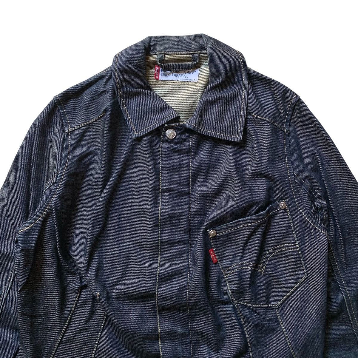 Levi's Vtg 90s Levi's Engineered Trucker Jeans Asymmetrical Size L / US 10 / IT 46 - 3 Thumbnail
