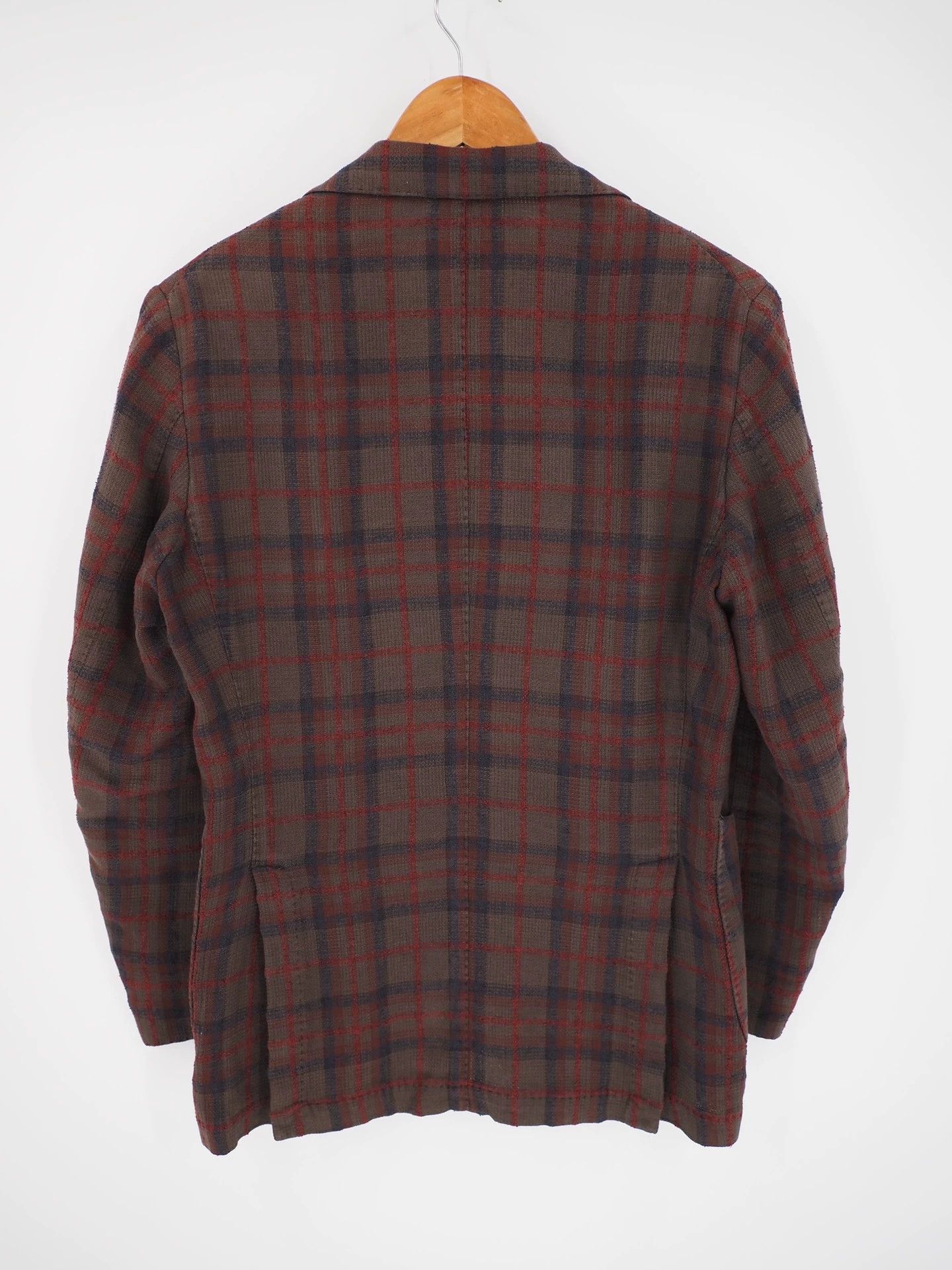 L.B.M. 1911 L.B.M.1911 Red and Brown Plaid Cotton and Linen Blend Blazer Size S / US 4 / IT 40 - 2 Thumbnail