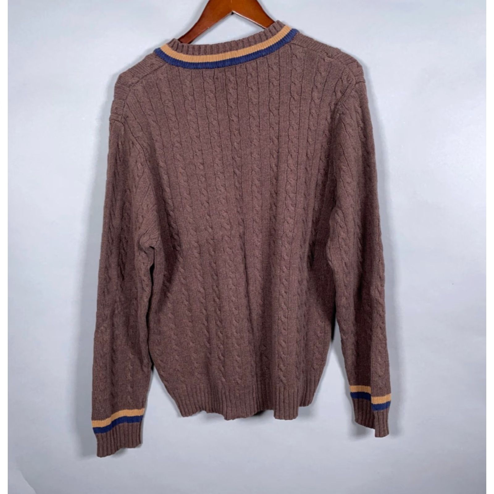 American Eagle Outfitters VINTAGE American Eagle Outfitters Men's Sweater Pullover Cable Knit Fall Winter Large Brown Casual Tennis Size US L / EU 52-54 / 3 - 2 Thumbnail