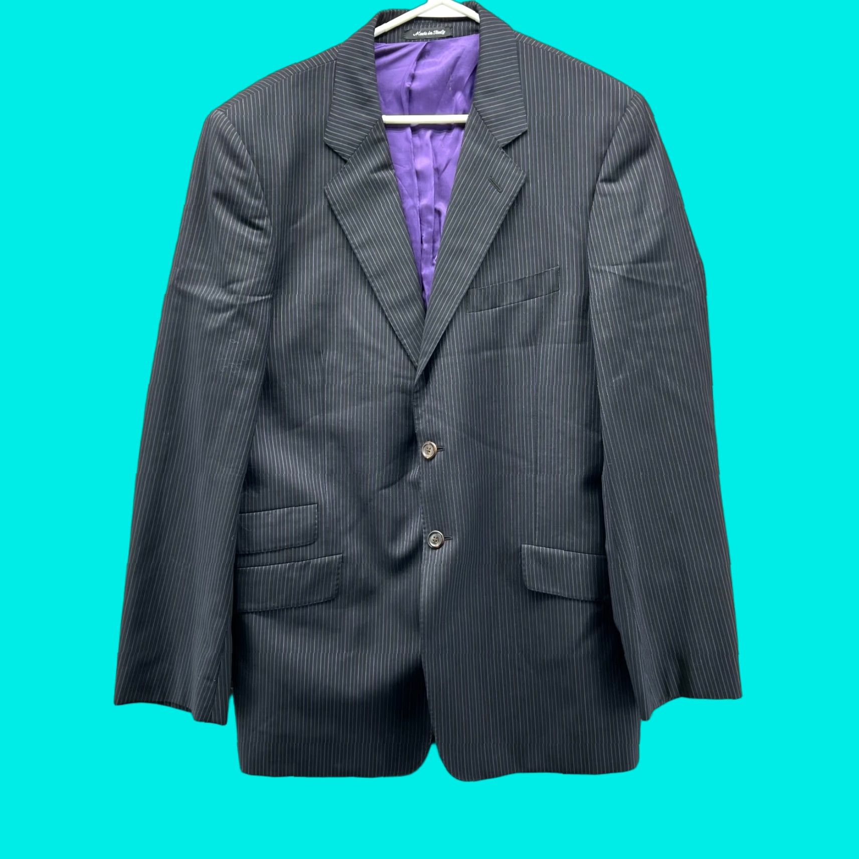 Paul Smith Paul Smith Blazer Mens 42 Black Striped Wool Single-Breasted Two-Button Jacket Coat Italy Sport Catast Jacket/Coat Length Regular Limited? Size 42R - 1 Thumbnail