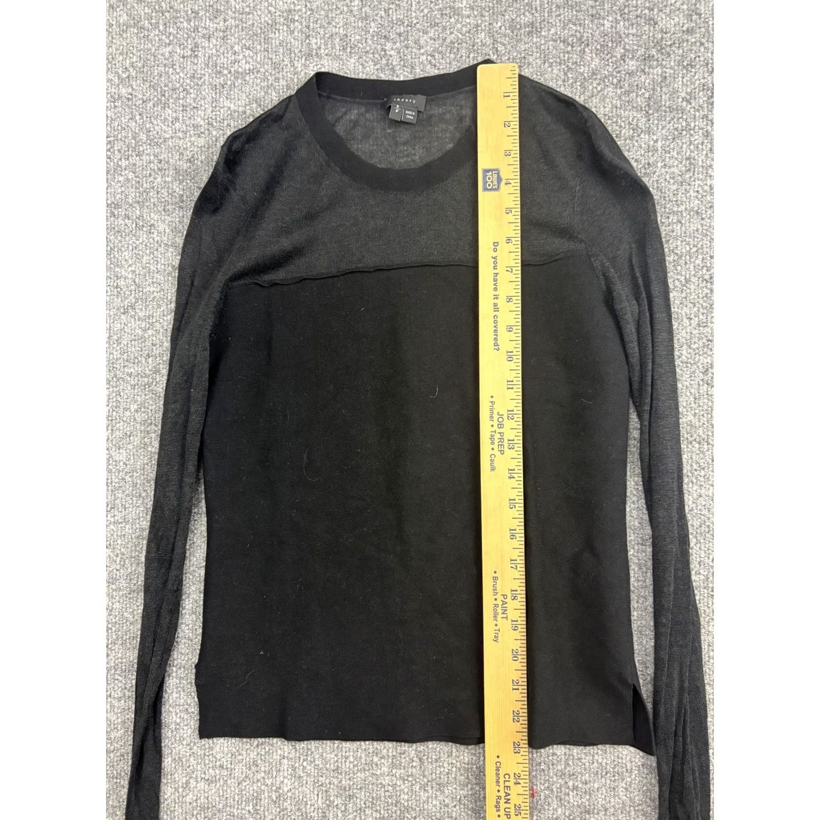 Theory Theory Sweater Womens Small Black Sheer Panel Crew Neck Knit Pullover Top Size S / US 4 / IT 40 - 3 Thumbnail