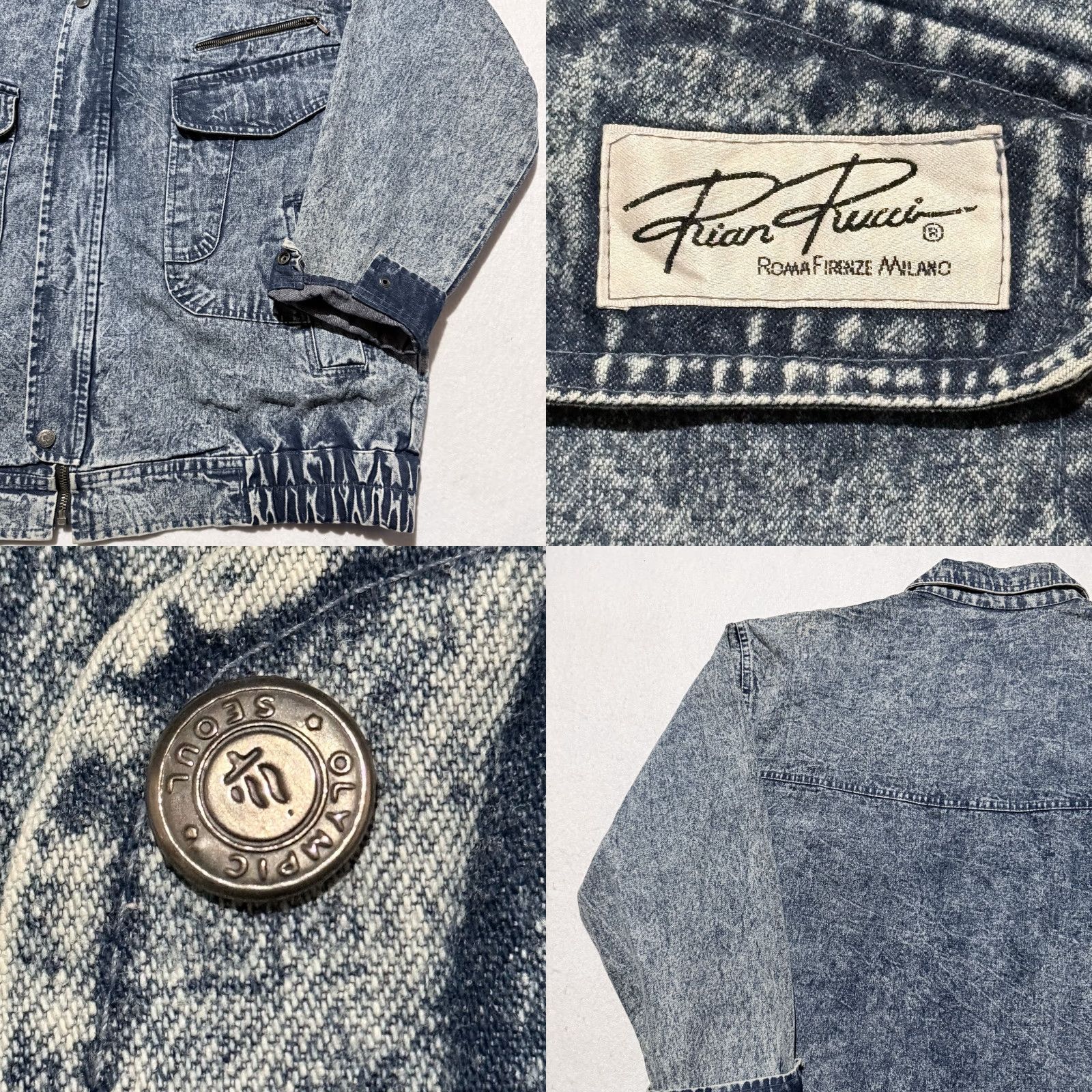 Denime VINTAGE Pian Pucci Trucker Jacket Men Blue Acid Wash Denim Full Zip Classic XL Jacket Size US XL / EU 56 / 4 - 8 Thumbnail