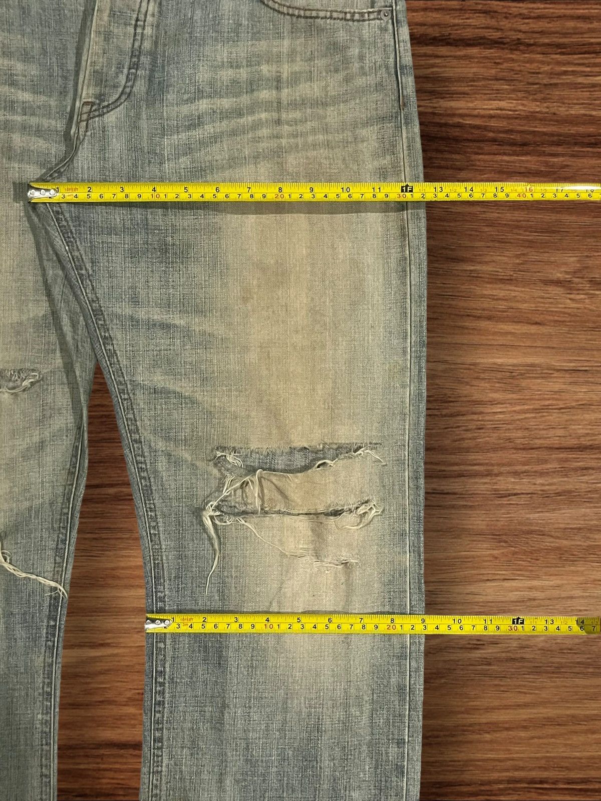 Black Label × Burberry ⚡️Sick⚡️Burberry Black Label Mud Wash Distress Buttonfly Jeans Size US 35 - 16 Thumbnail