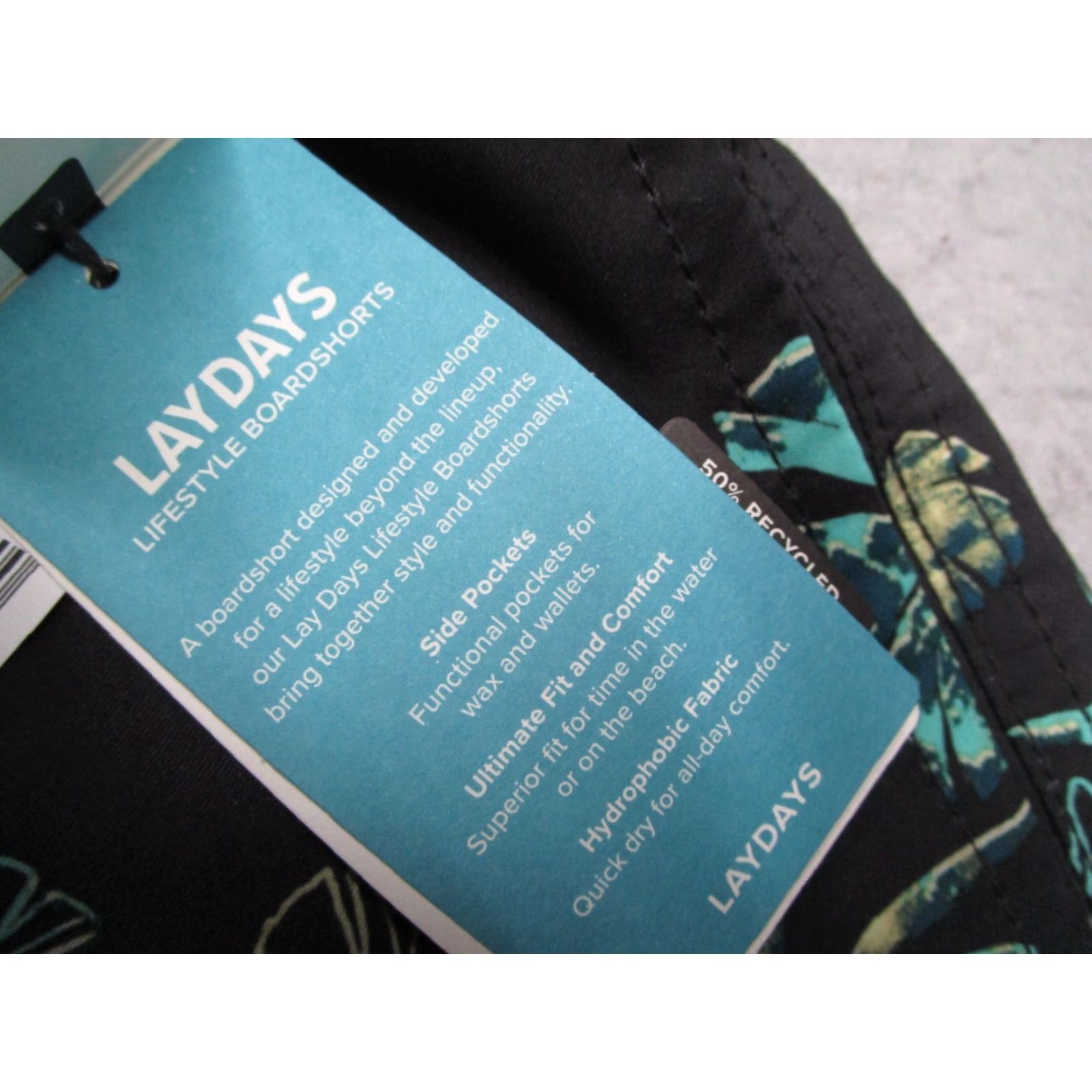 Rip Curl RIP CURL Board Shorts Mens Large Black Floral Lay Days 6" Lined Surf Swim Trunks Size US 33 - 3 Thumbnail