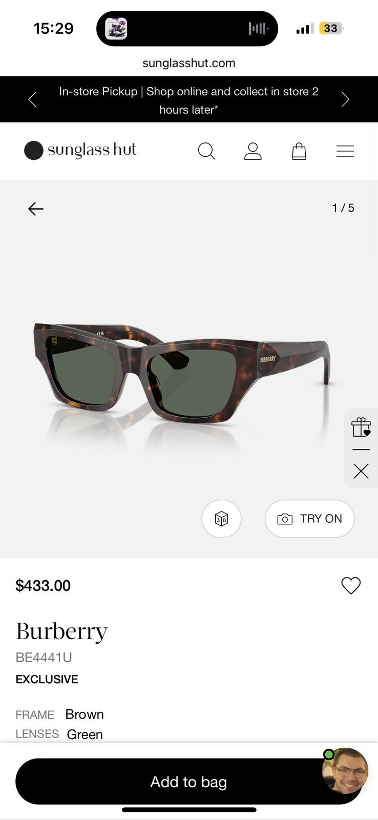 Burberry Burberry BE4441U Sunglasses Size ONE SIZE - 7 Thumbnail