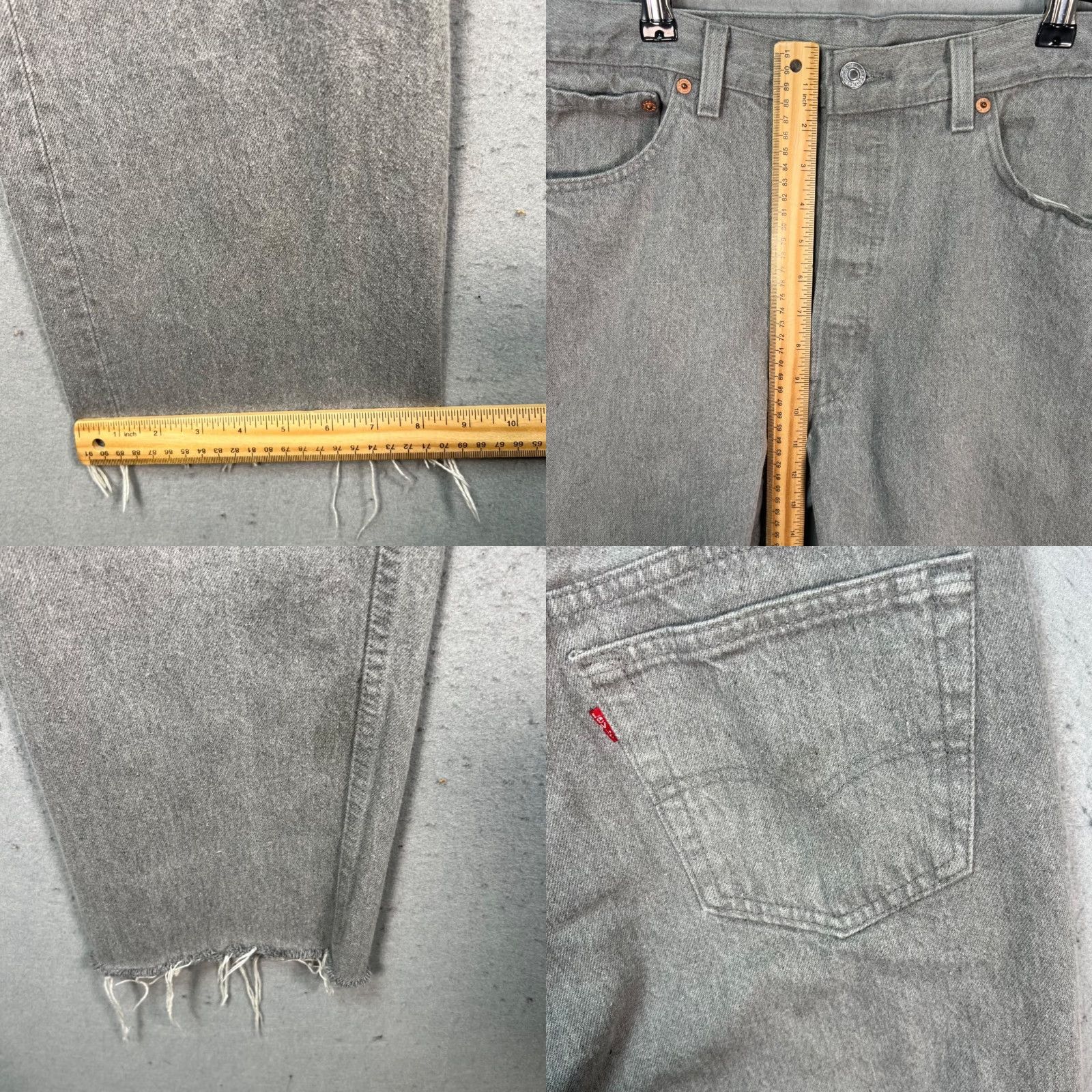 Levi's VINTAGE Levi's 501 Mens Jeans Gray Denim Distressed Hem 36 x 27 - Levi'S 501 Series 5-Pocket Design Button Closure Straight Size US 36 / EU 52 - 8 Thumbnail