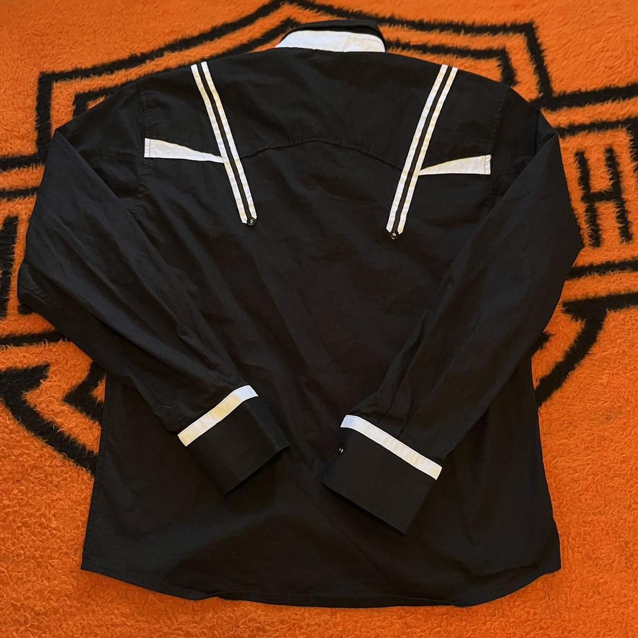 Japanese Brand × Vintage Y2K Neo Black + White Long Sleeve Collard Dress Style Shirt Size US M / EU 48-50 / 2 - 2 Thumbnail