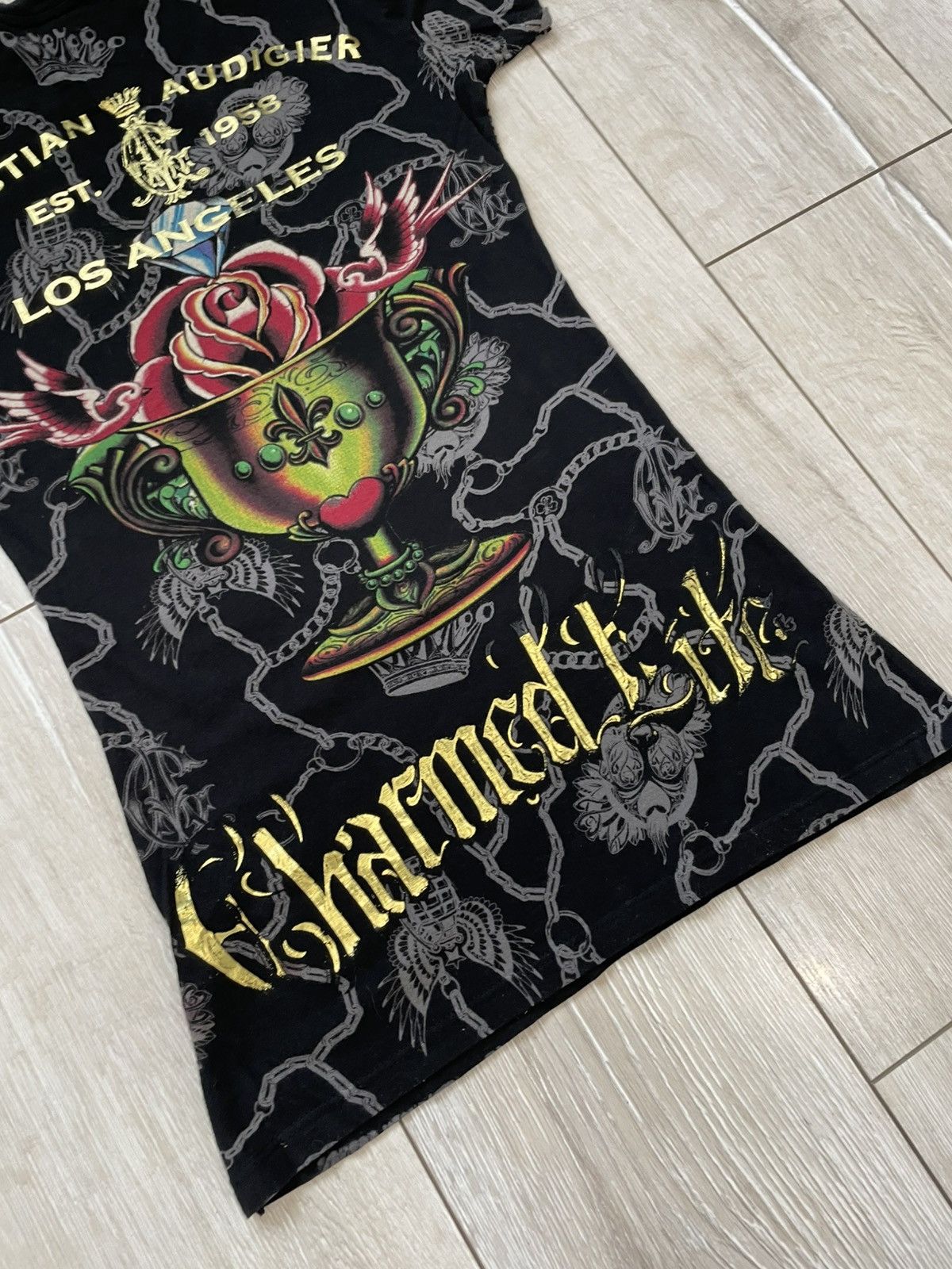 Christian Audigier Christian Audigier Shirt Black All Over Print Gold Skull Size S / US 4 / IT 40 - 10 Thumbnail