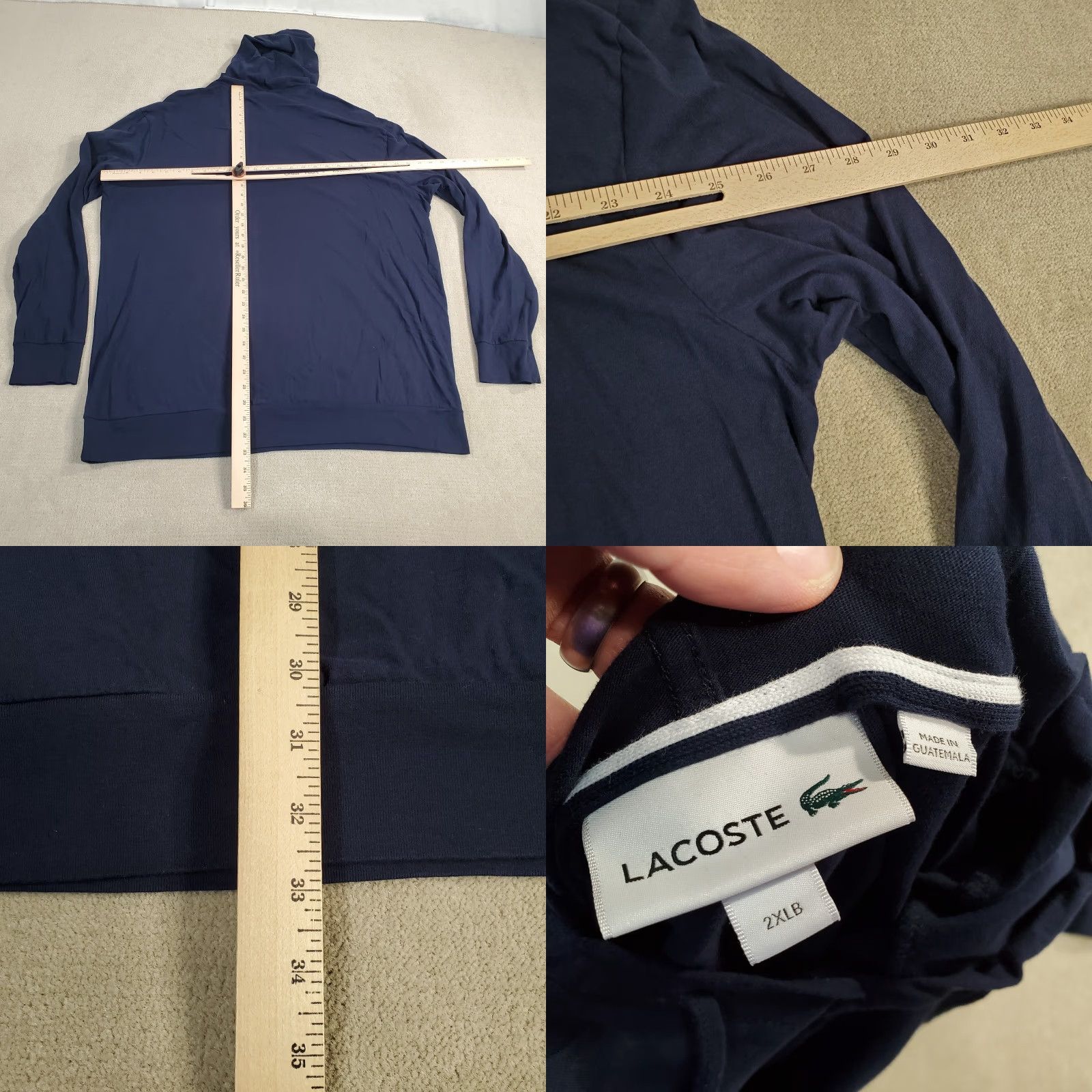 Lacoste Lacoste Hoodie Shirt Mens 2XLB Blue Sweatshirt Pullover Lightweight Logo TH4844* Size US XXL / EU 58 / 5 - 8 Thumbnail