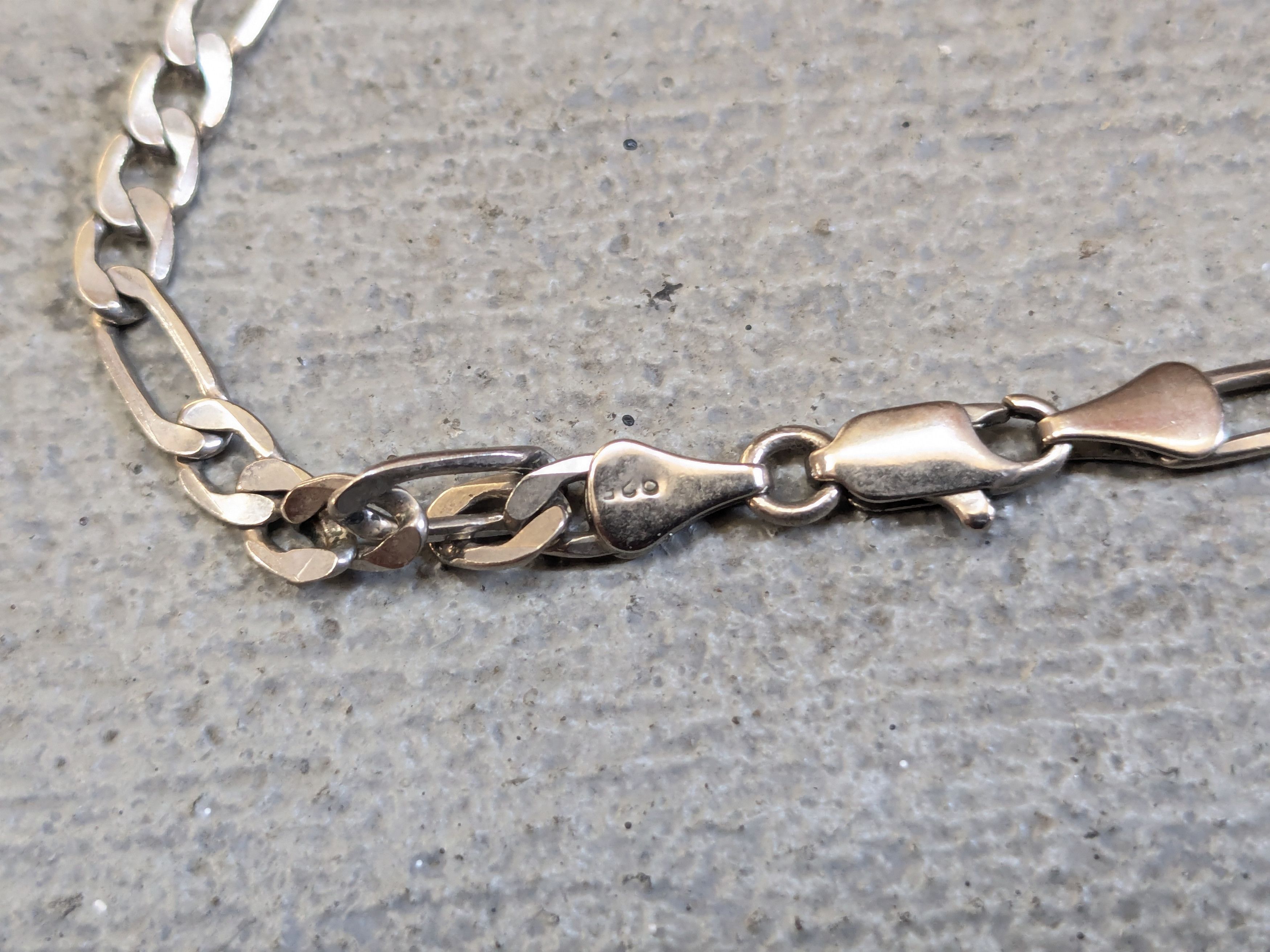 Jewelry Sterling Silver Bracelet 20" Figaro Italy Biker Punk Size ONE SIZE - 5 Thumbnail