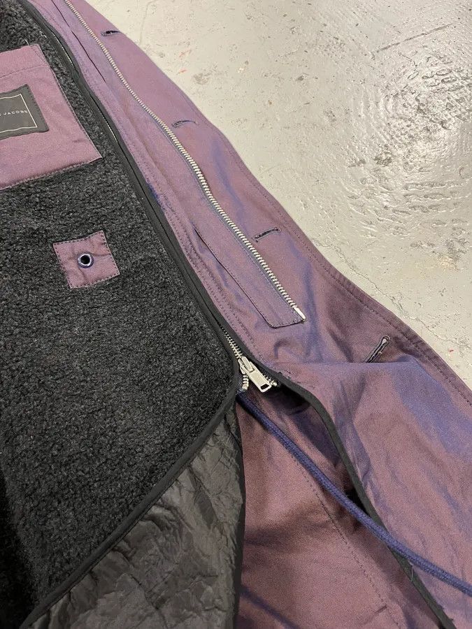 Marc Jacobs 2000s Marc Jacobs Fur Collar Purple Long Cargo Coat Size US M / EU 48-50 / 2 - 11 Thumbnail
