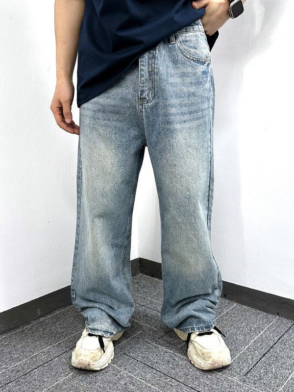 Jean Retro distressed straight casual loose washed simple jeans Size US 32 / EU 48 - 1 Thumbnail