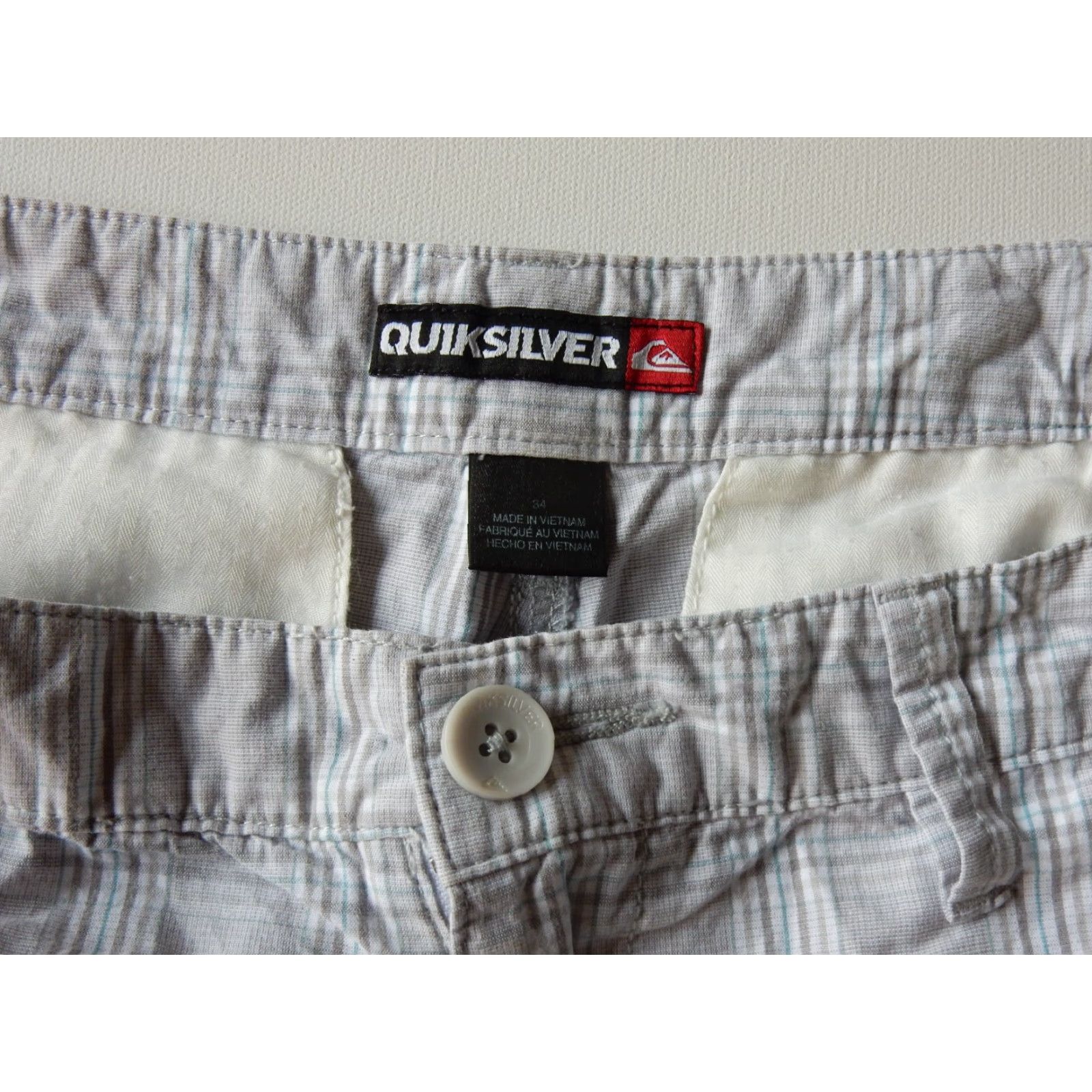 Quiksilver VINTAGE Quiksilver Men's Shorts Chino Plaid Size 34 Gray 90s Mens Size US 34 / EU 50 - 3 Thumbnail