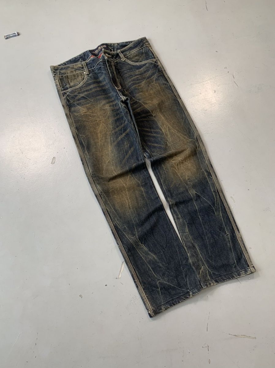 Vintage Vintage Evisu inspired Japanese SpellOut buckle belt denim Size US 36 / EU 52 - 2 Thumbnail