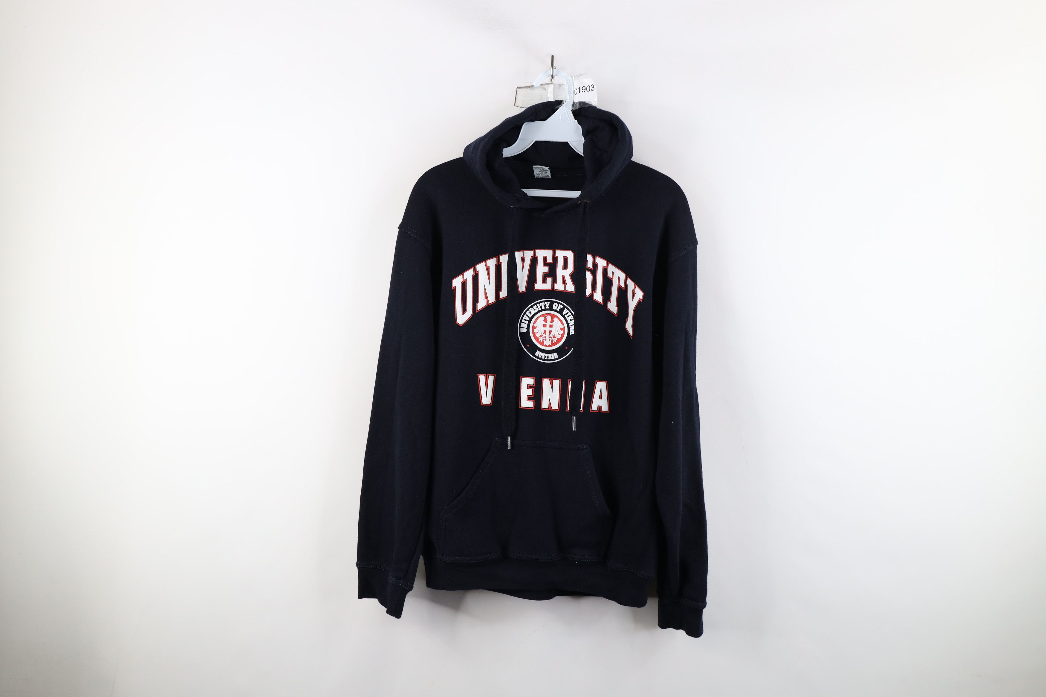 Vintage Vintage 90s Out University of Vienna Austria Hoodie Blue Size US S / EU 44-46 / 1 - 1 Thumbnail