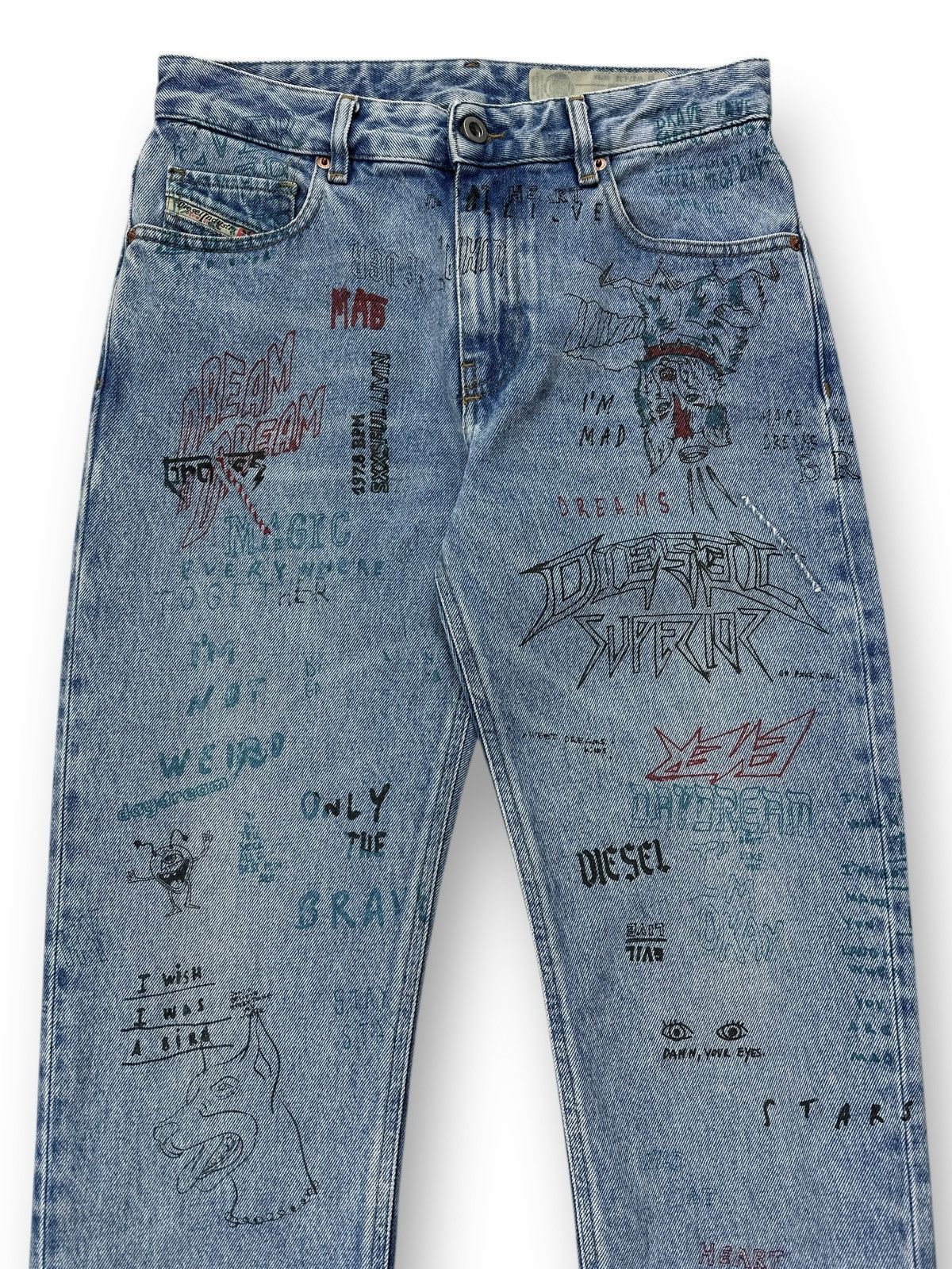 Diesel Diesel Neekhol Graffiti Print Women’s Jeans Blue Denim Pants Size 27" / US 4 / IT 40 - 2 Thumbnail