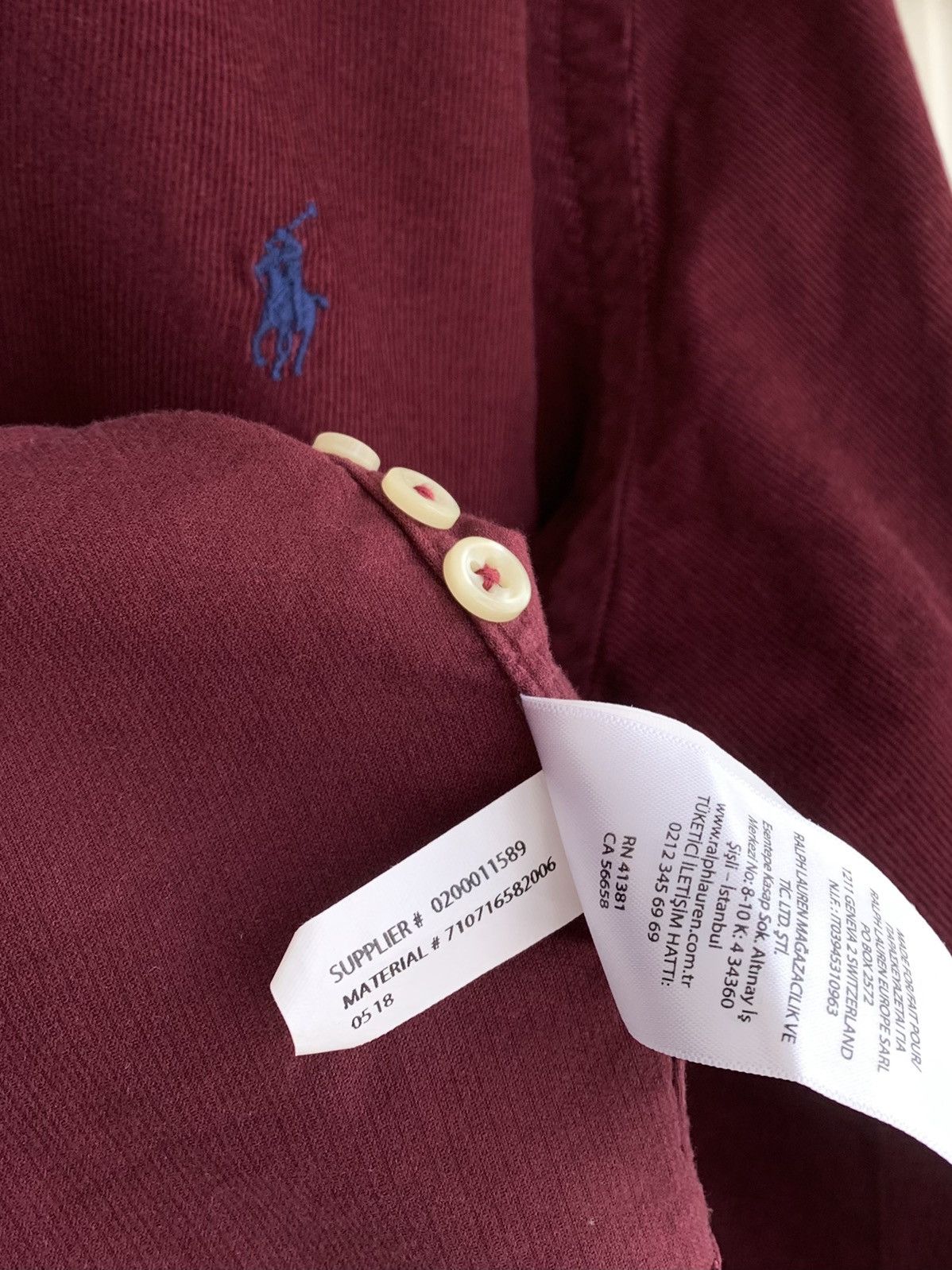 Ralph Lauren Ralph Lauren Corduroy LS Burgundy Button Shirt Size L Size US L / EU 52-54 / 3 - 7 Thumbnail