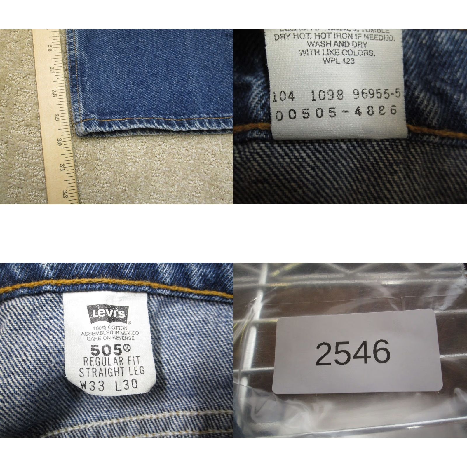 Levi's VINTAGE Levi's 505 Jeans Men 33x30 Blue Regular Fit Pants Dark Wash 90s Boys Girls Mens Womens Size US 33 - 8 Thumbnail