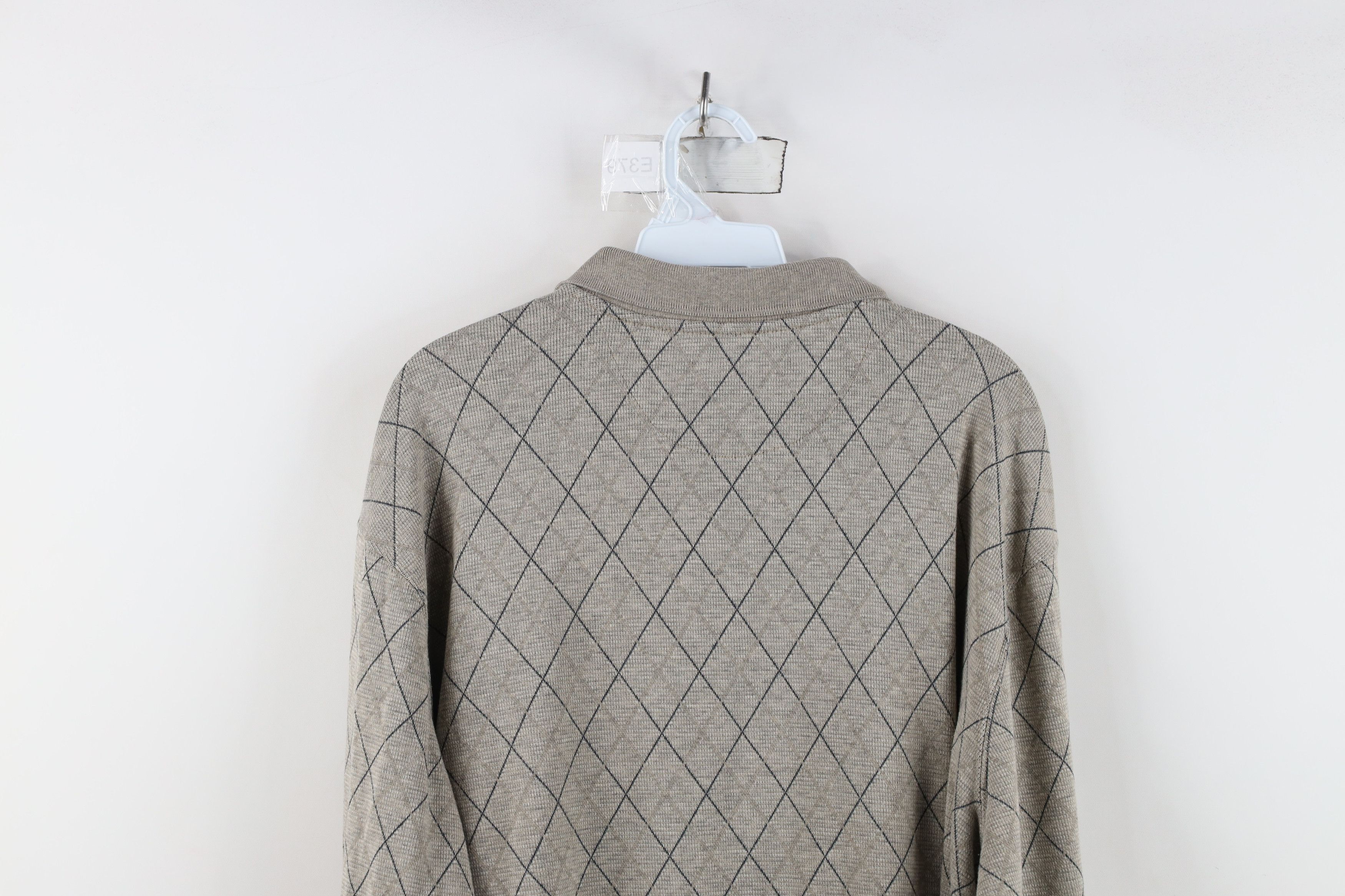 Vintage Vintage 90s Streetwear Diamond Knit Long Sleeve Rugby Polo Size US XXL / EU 58 / 5 - 11 Thumbnail
