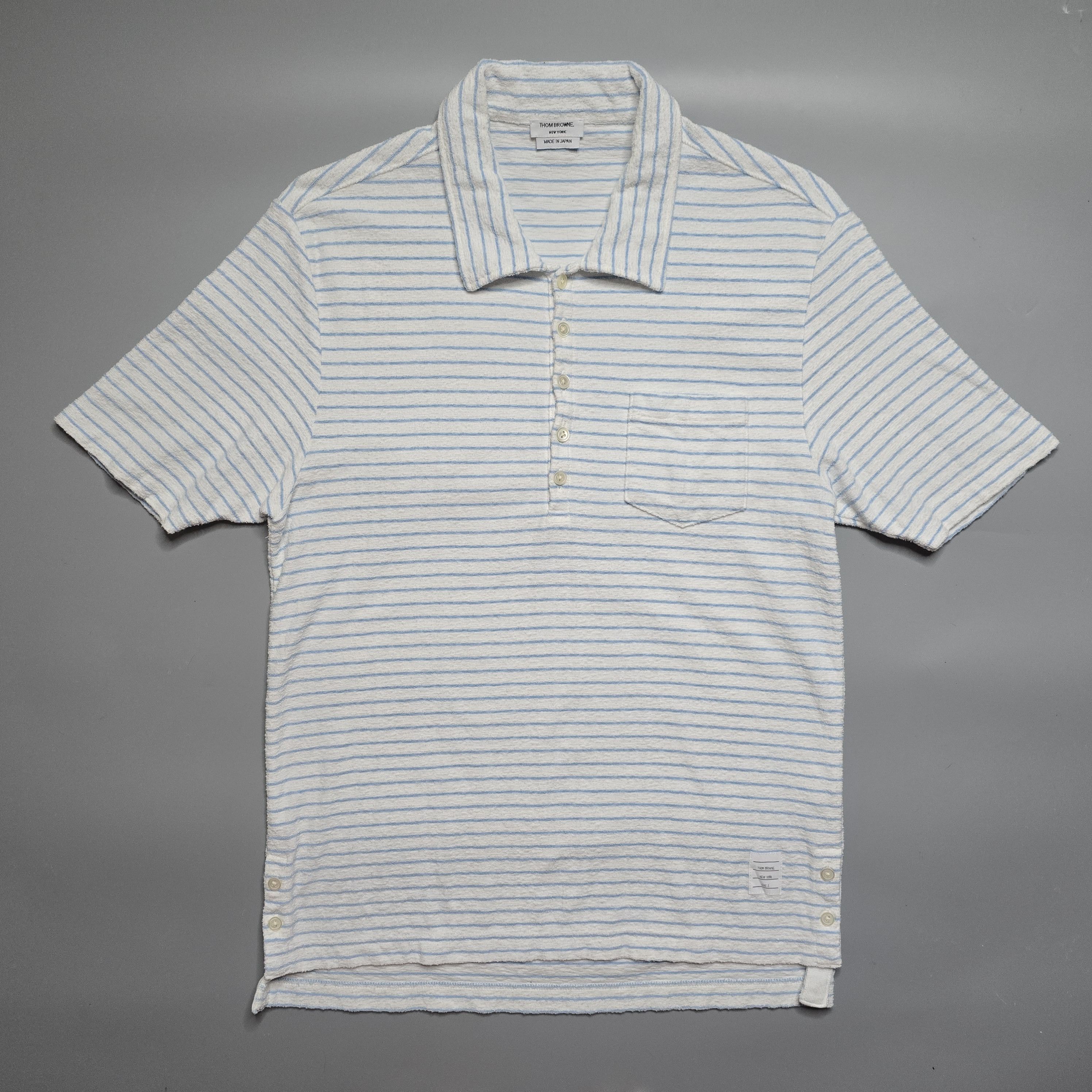 Thom Browne Thom Browne - Textured Stripe Relaxed Fit Polo Size US M / EU 48-50 / 2 - 1 Thumbnail