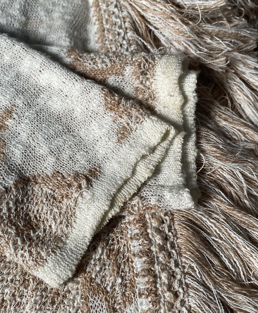 NIC+ZOE NICE + ZOE, Beige/Cream, Floral/Fringed, Open Knit Cardigan Size L / US 10 / IT 46 - 9 Thumbnail