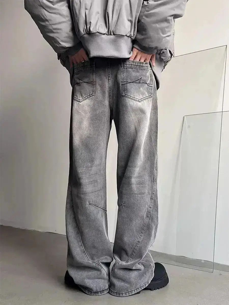 Japanese Brand High street Y2K washed smoky grey micro flare baggy jeans Size US 32 / EU 48 - 6 Thumbnail