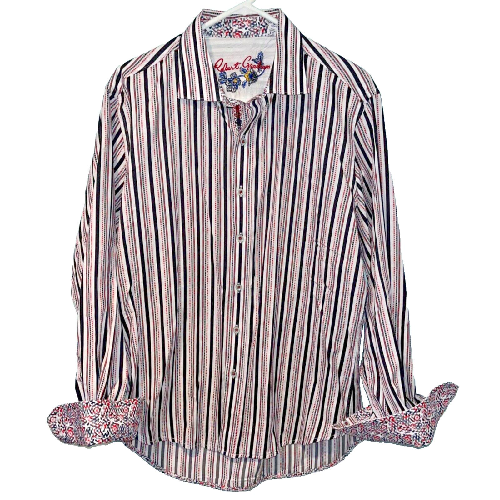 Robert Graham Robert Graham Flip Cuff Striped Button Down Shirt Sz XL NWOT Size US XL / EU 56 / 4 - 4 Thumbnail
