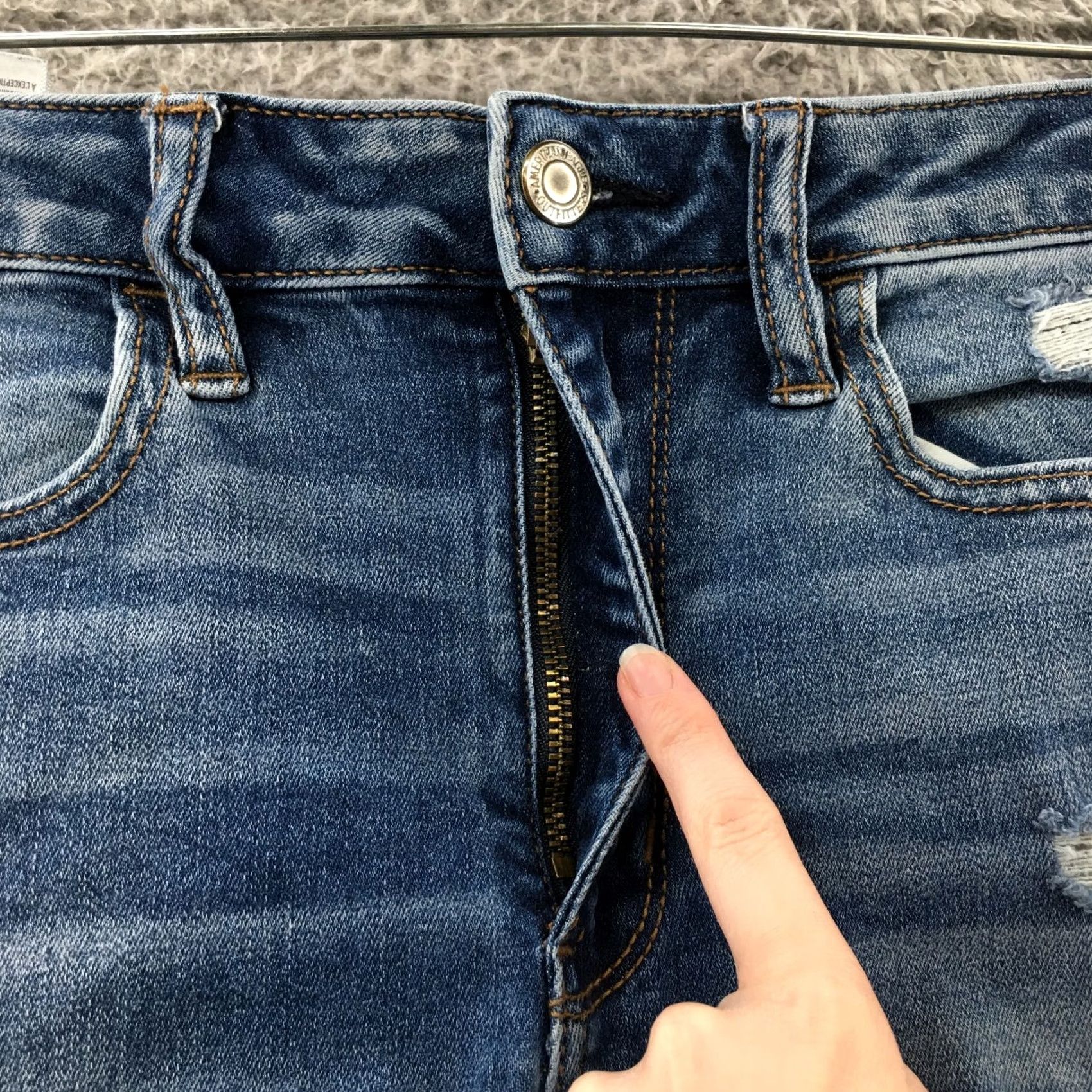 American Eagle Outfitters American Eagle Outfitters Jegging Jeans Womens 4S Blue Denim High-Rise Comfort Stretch Pockets Button Regular 28x25``` Size 27" / US 4 / IT 40 - 3 Thumbnail